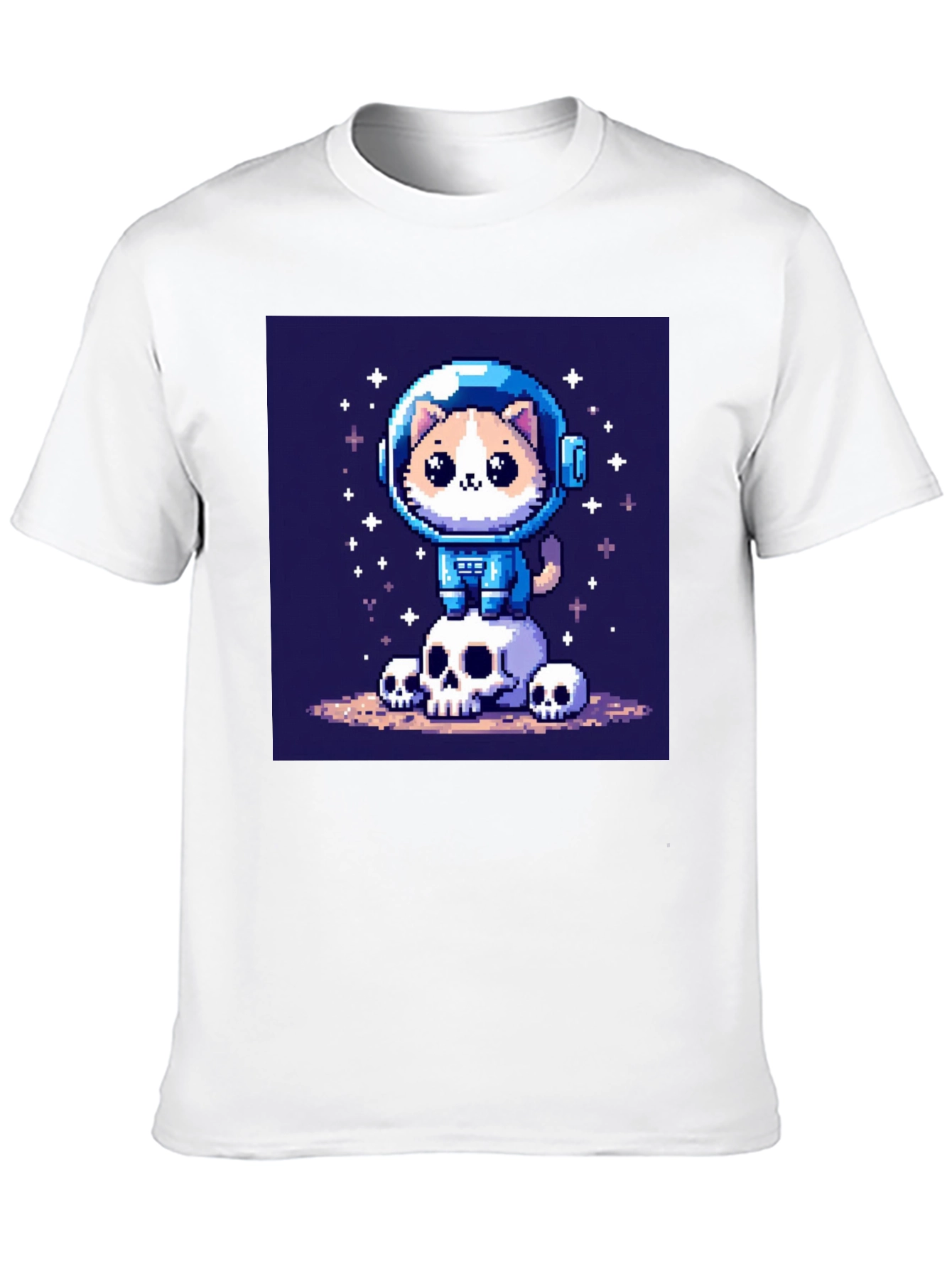 Black Pixel Cat Astronaut T-Shirt - Space Kitty Tee view 10