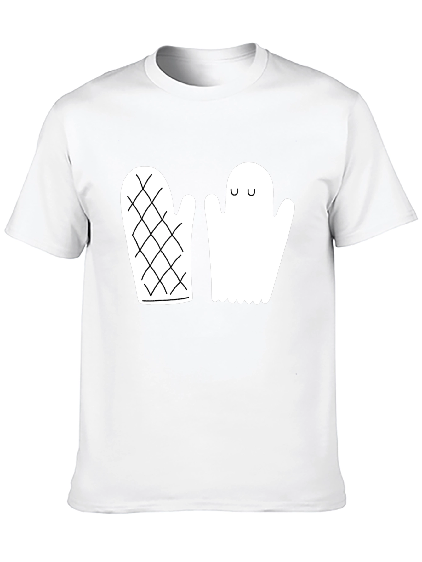 Black Quirky Ghost & Mitten Black T-Shirt view 10