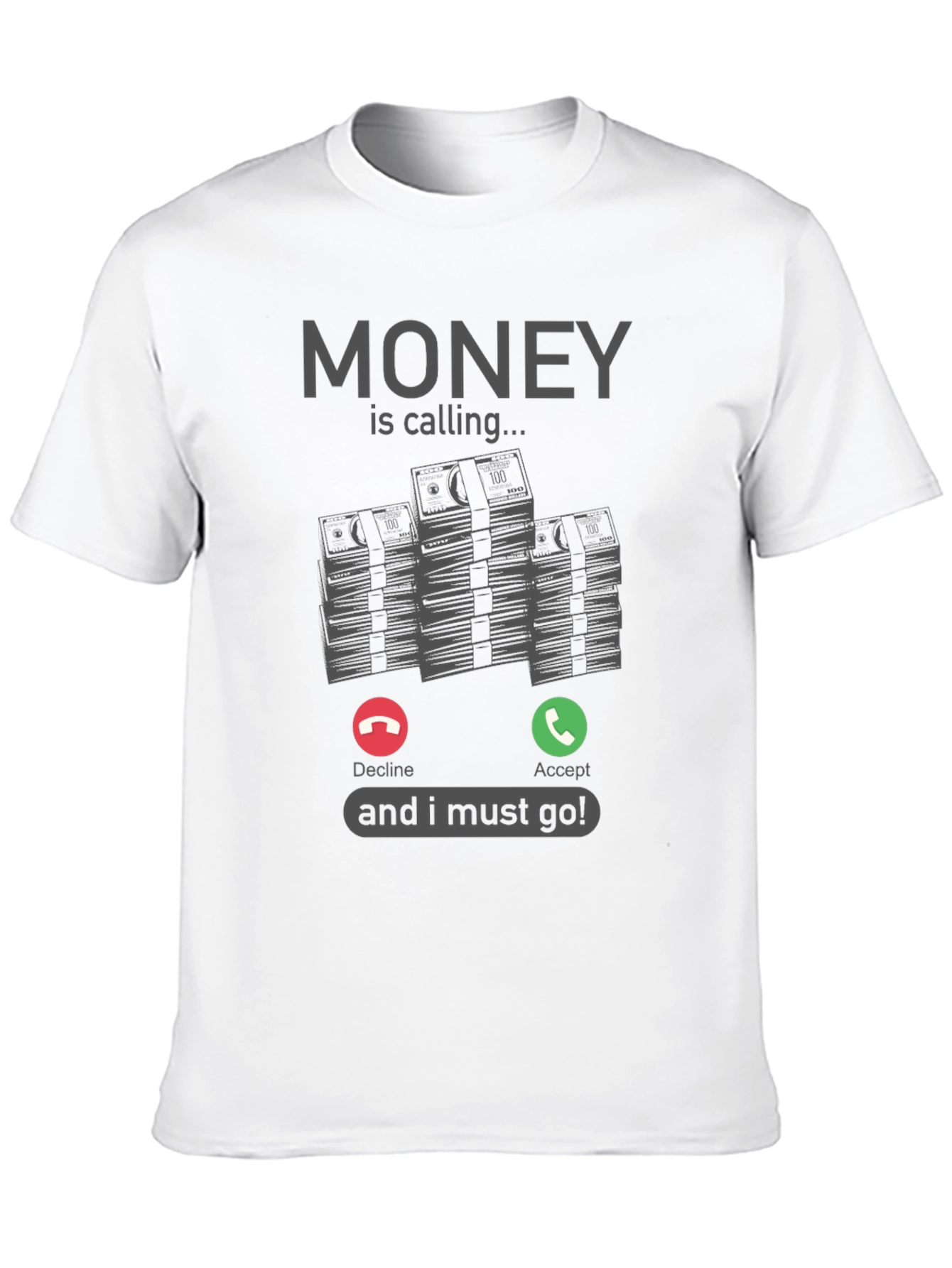 Black Money Calling T-Shirt - Funny Graphic Tee view 10
