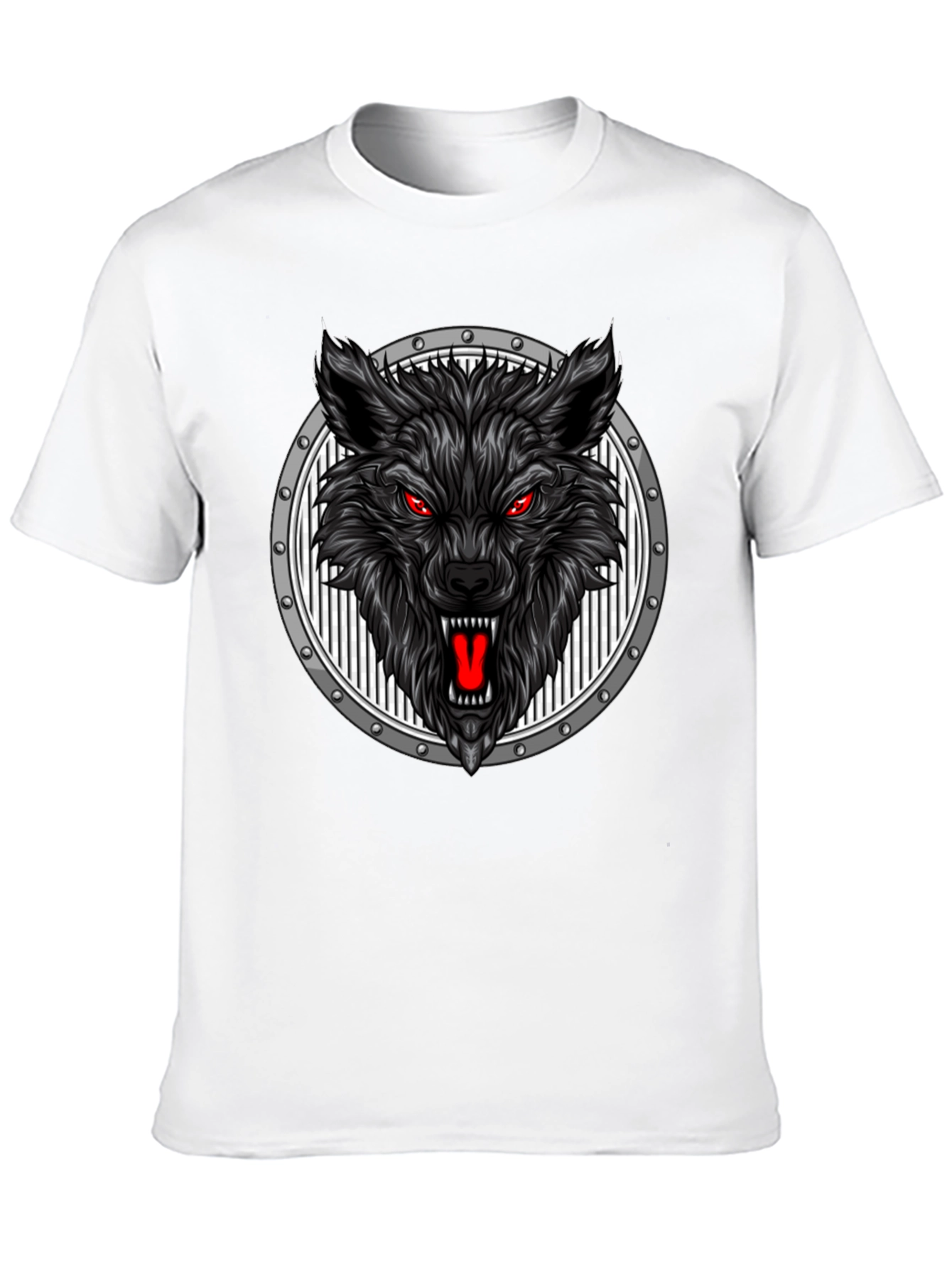 Black Wolf Head Graphic Black T-Shirt view 10