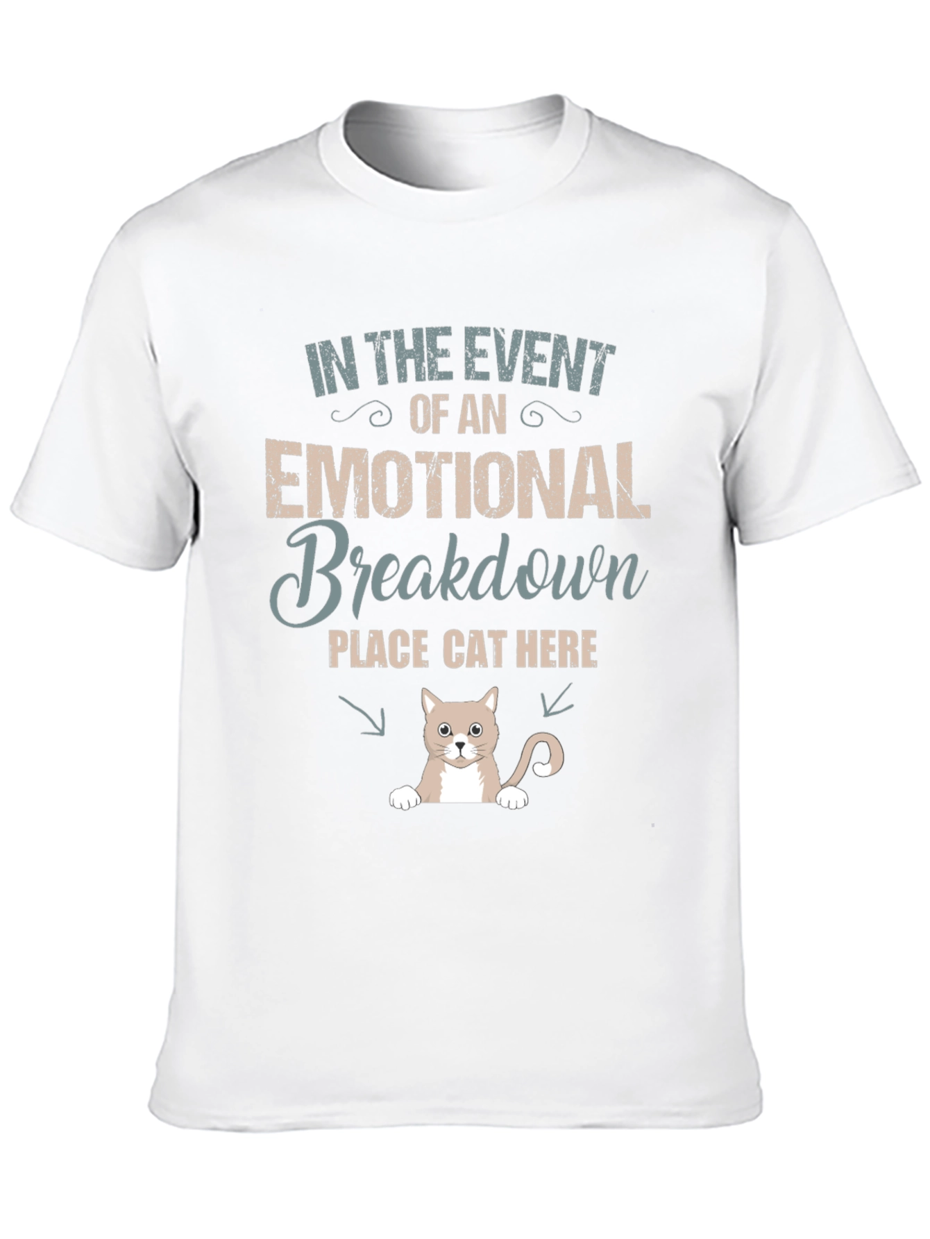 Black Emotional Breakdown Cat Here Graphic Tee view 10