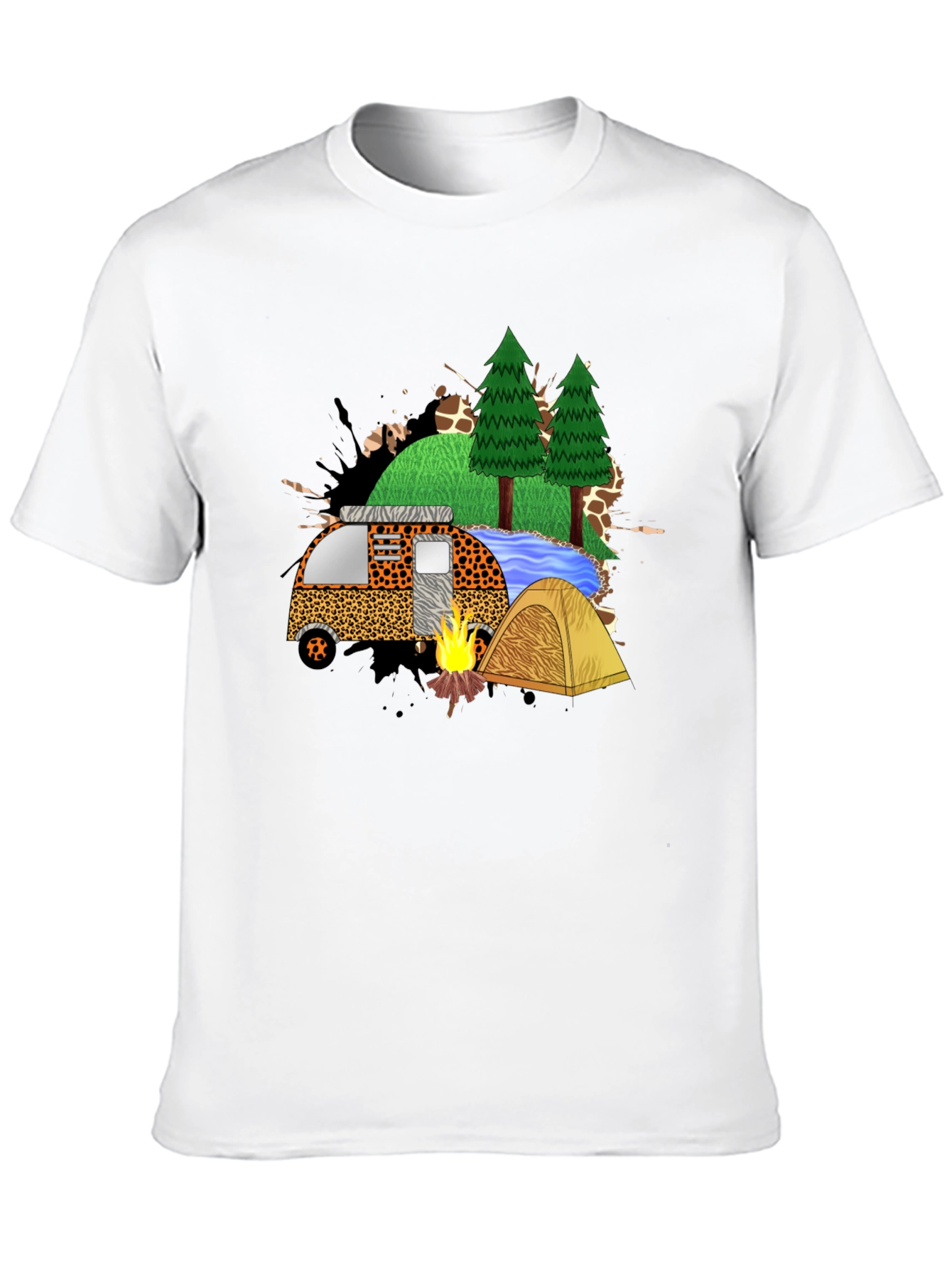 Black Camping Adventure Black Graphic T-Shirt view 10