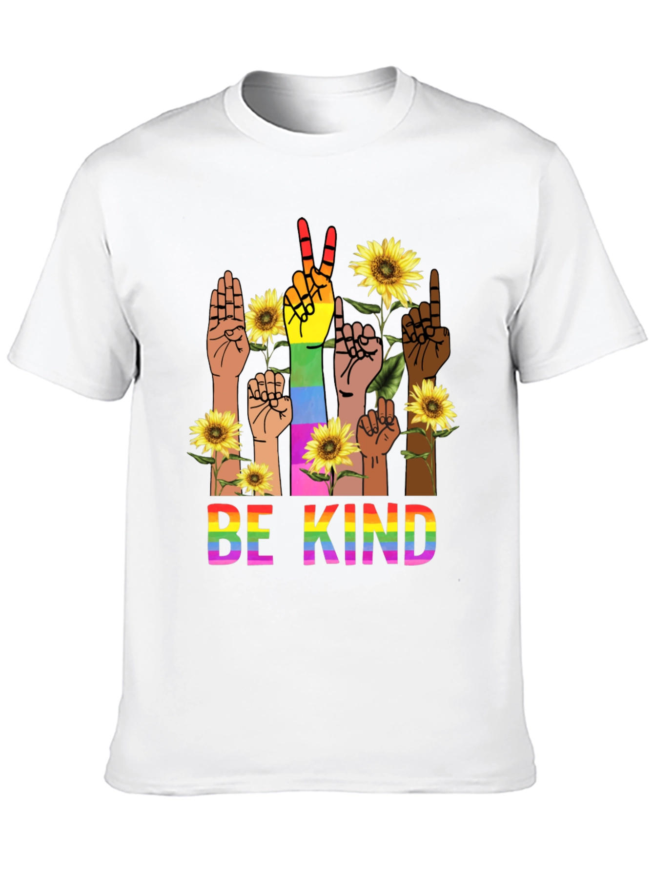 Black Be Kind Rainbow Hands T-Shirt view 10