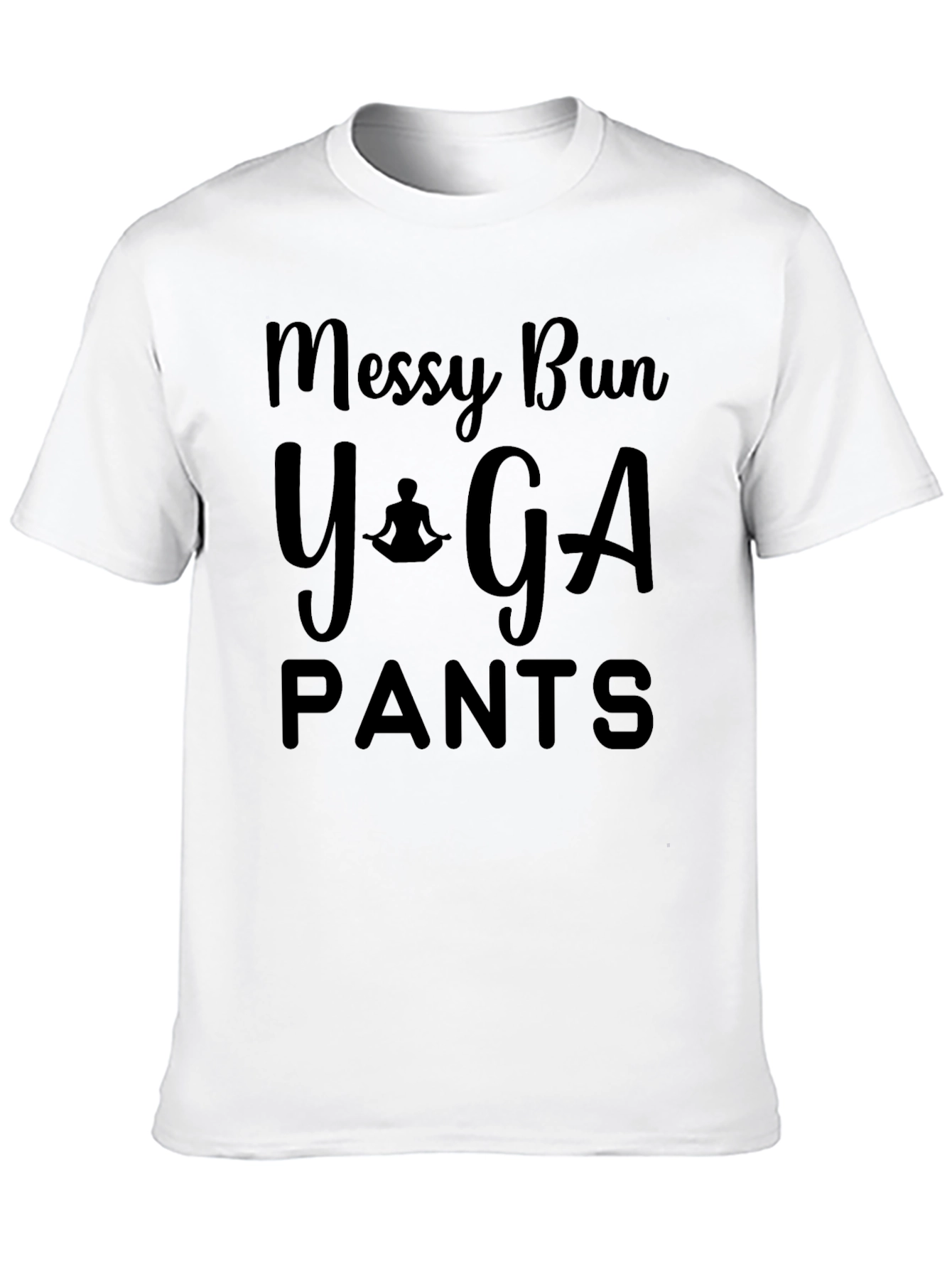 Black Messy Bun Yoga Pants Black T-Shirt view 10