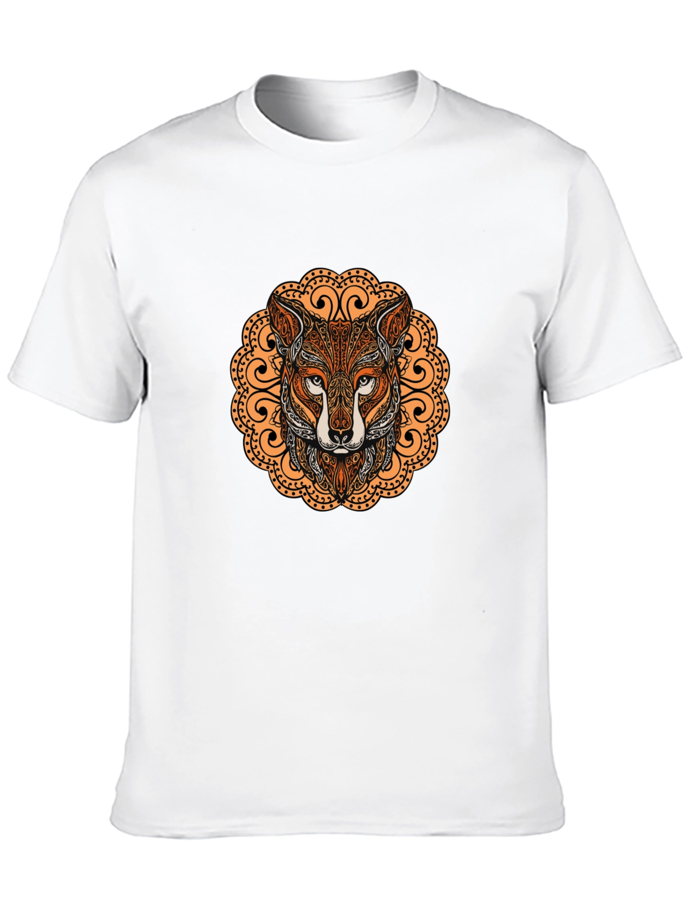 Black Fox Mandala Graphic T-Shirt - Stylish Crew Neck Tee view 10