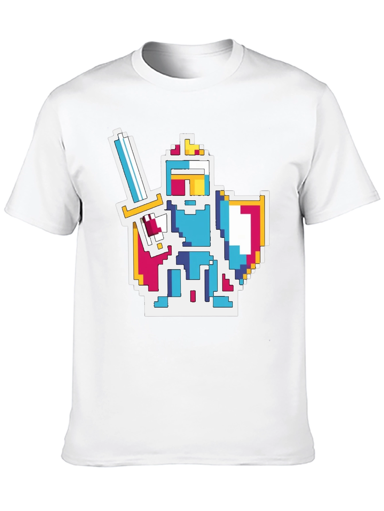 Black Pixel Knight Graphic Tee - Black Cotton Blend T-Shirt view 10