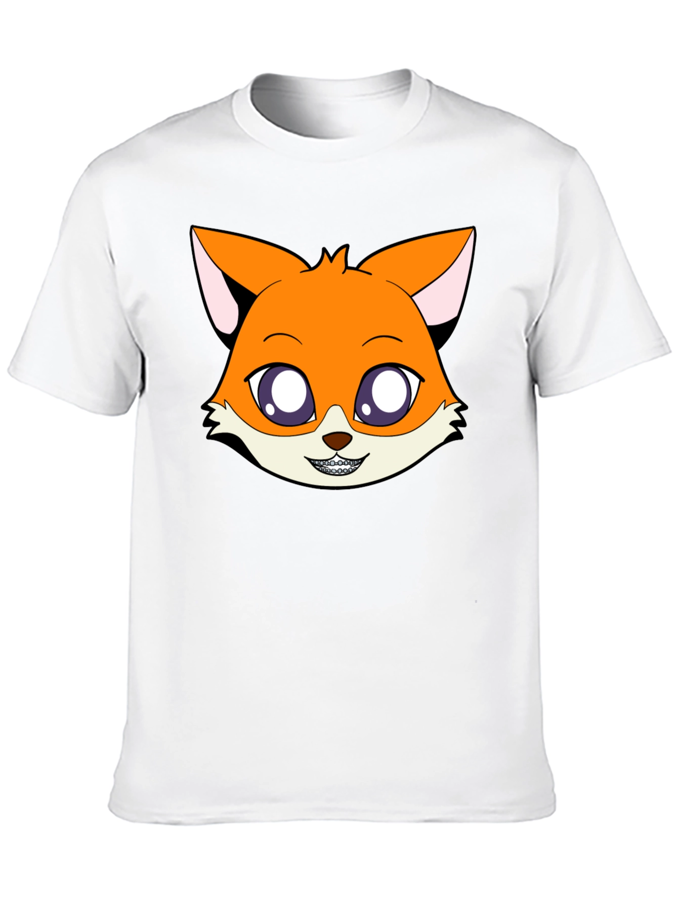 Black Cartoon Fox Graphic Tee - Unisex Black T-Shirt view 10