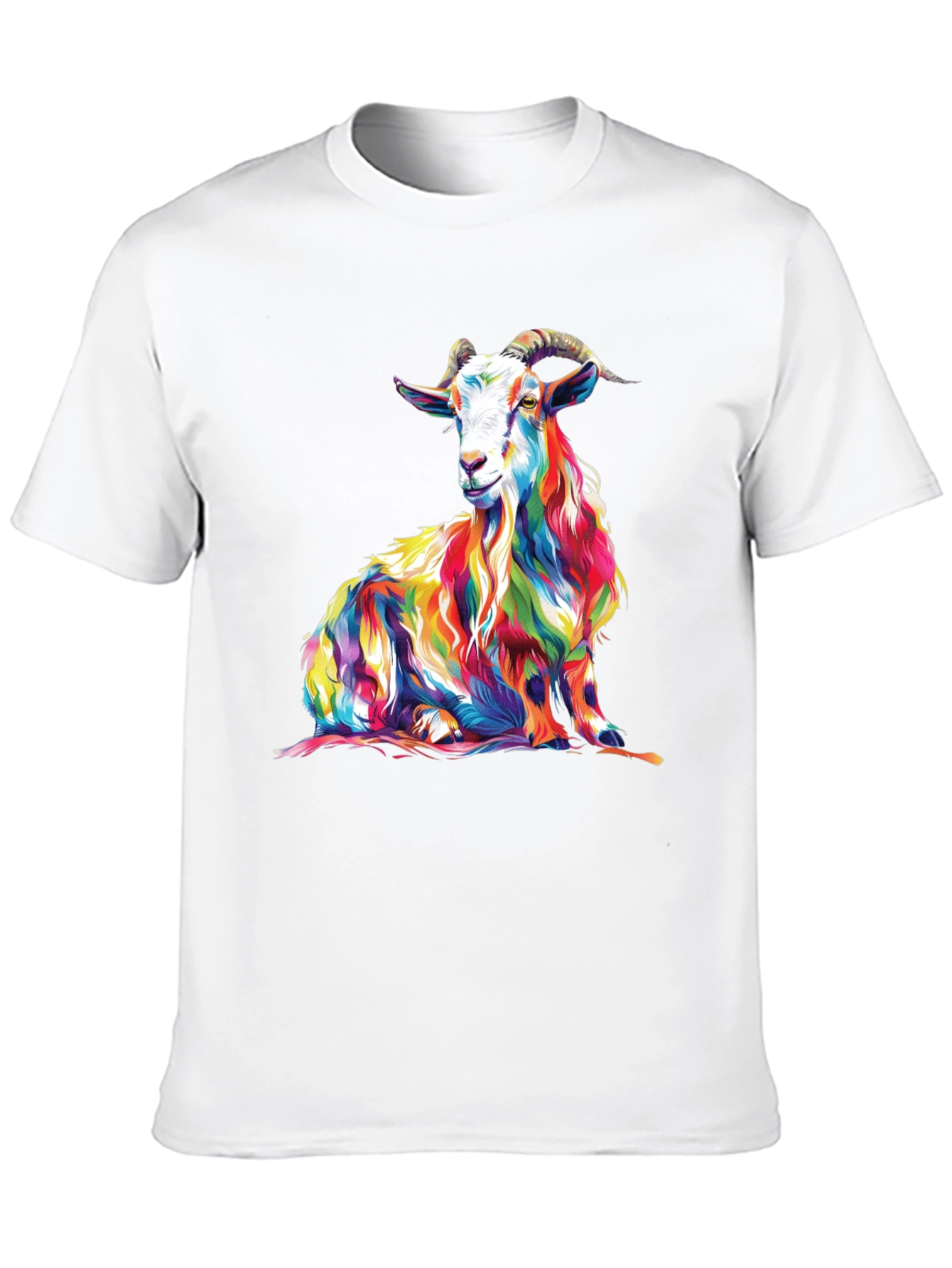 Black Colorful Goat Graphic Tee - Men's Black T-Shirt view 10