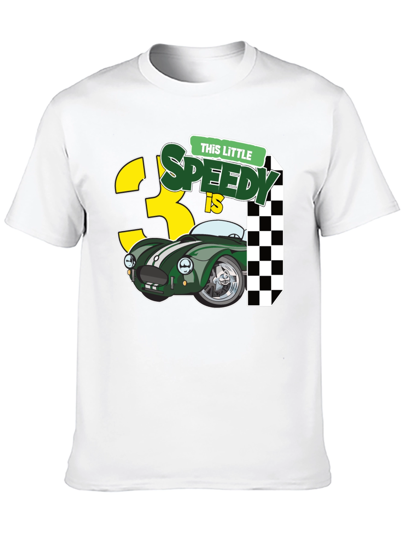 Black Little Speedy is 3 T-Shirt - Racing Car 3rd Birthday Tee view 10