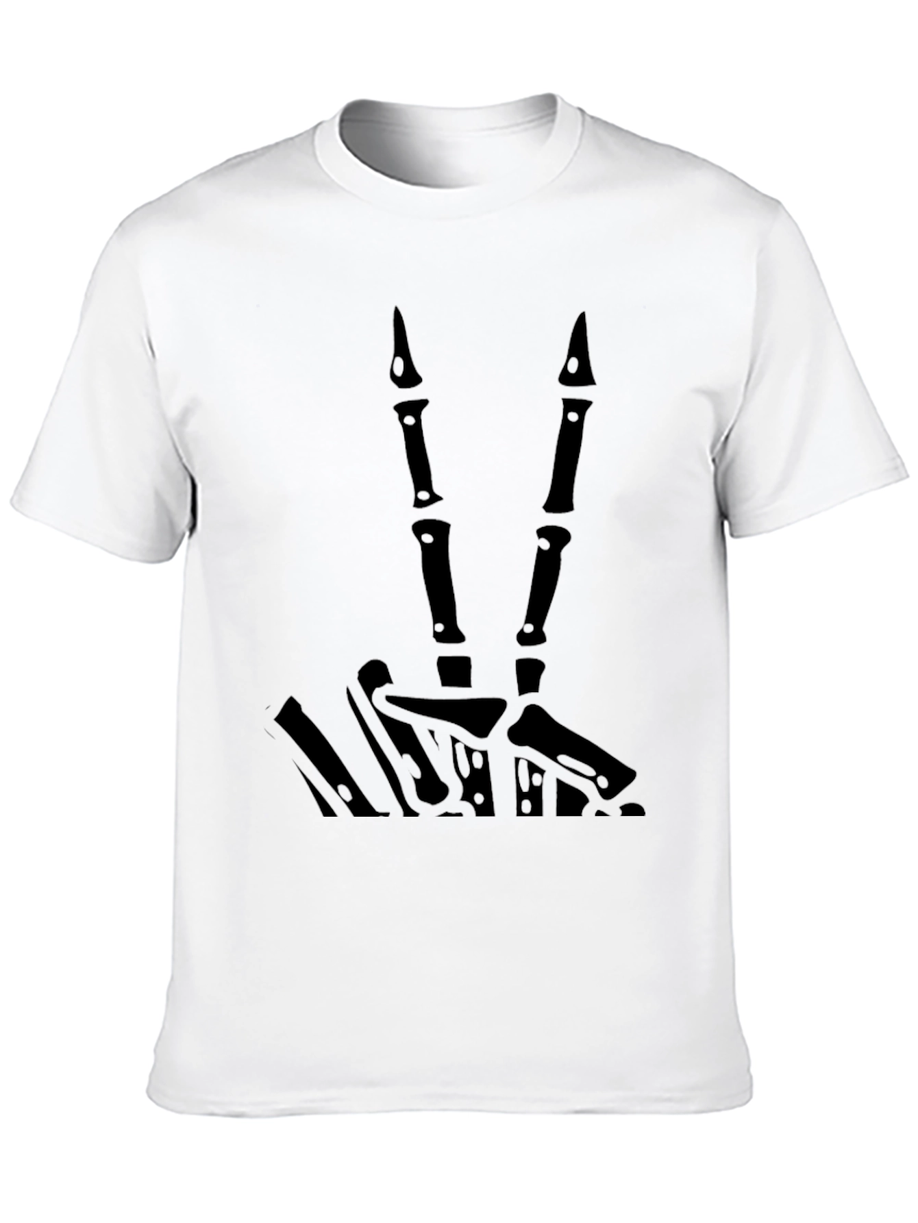 Black Skeleton Hand Peace Sign Graphic T-Shirt - Black view 10