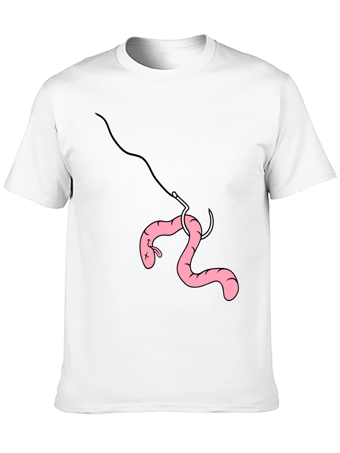 Black Funny Fishing Worm Hook T-Shirt view 10