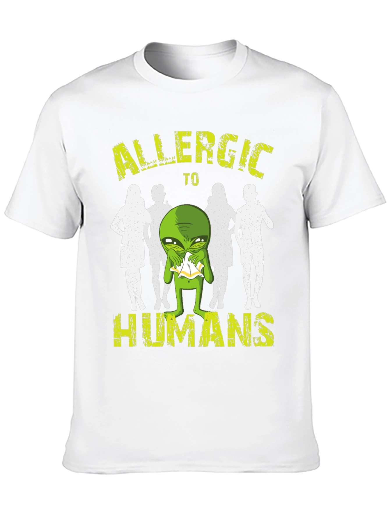 Black Allergic to Humans Alien T-Shirt - Funny Graphic Tee view 10