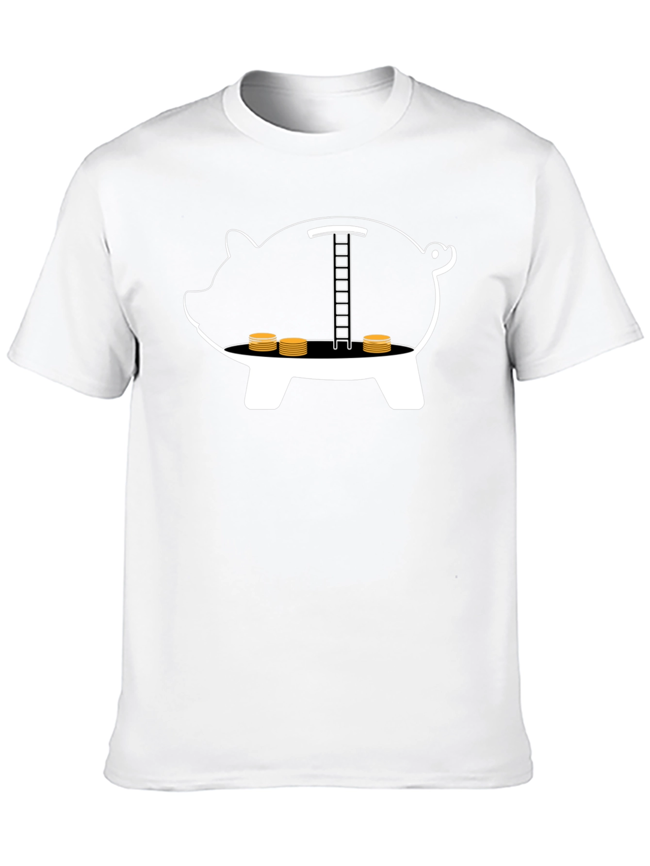 Black Piggy Bank Ladder Funny T-Shirt view 10