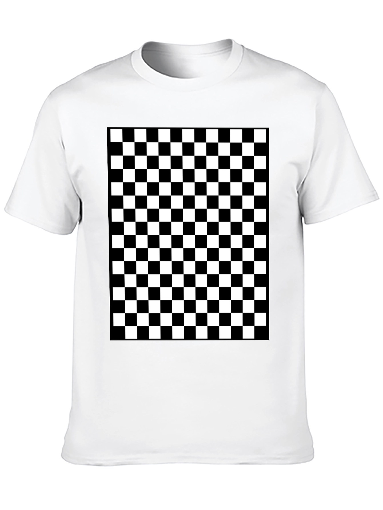 Black Checkered Pattern Black T-Shirt view 10