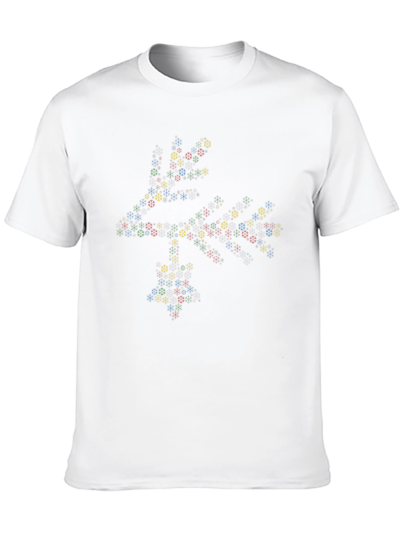 Black Geometric Snowflake Pattern Black T-Shirt view 10