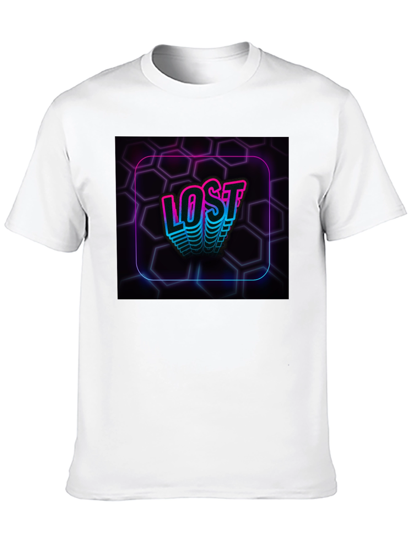 Black Lost Neon Hexagon Graphic Black T-Shirt view 10