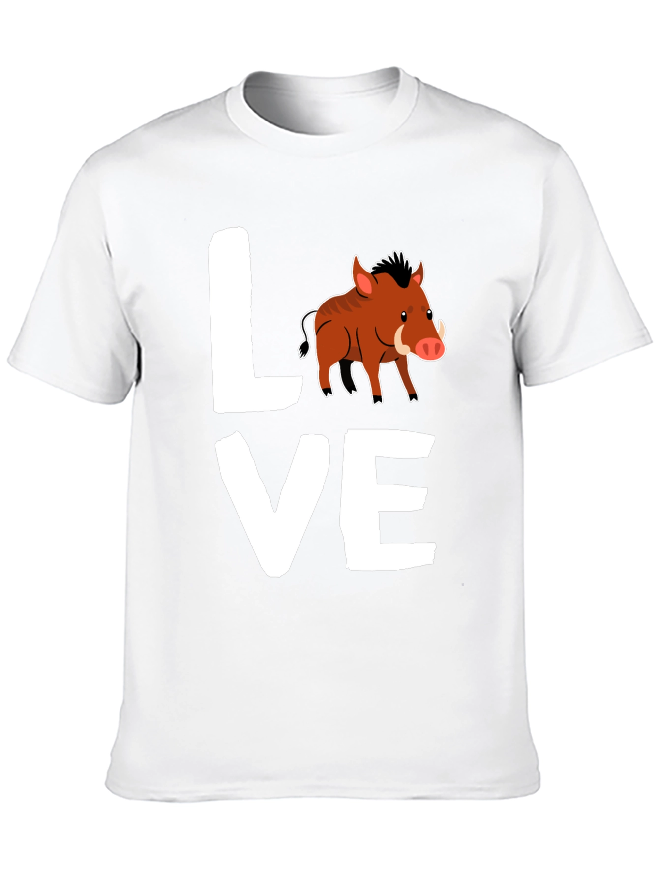 Black Love Boar T-Shirt, Wild Pig Animal Tee, Black Cotton Shirt view 10
