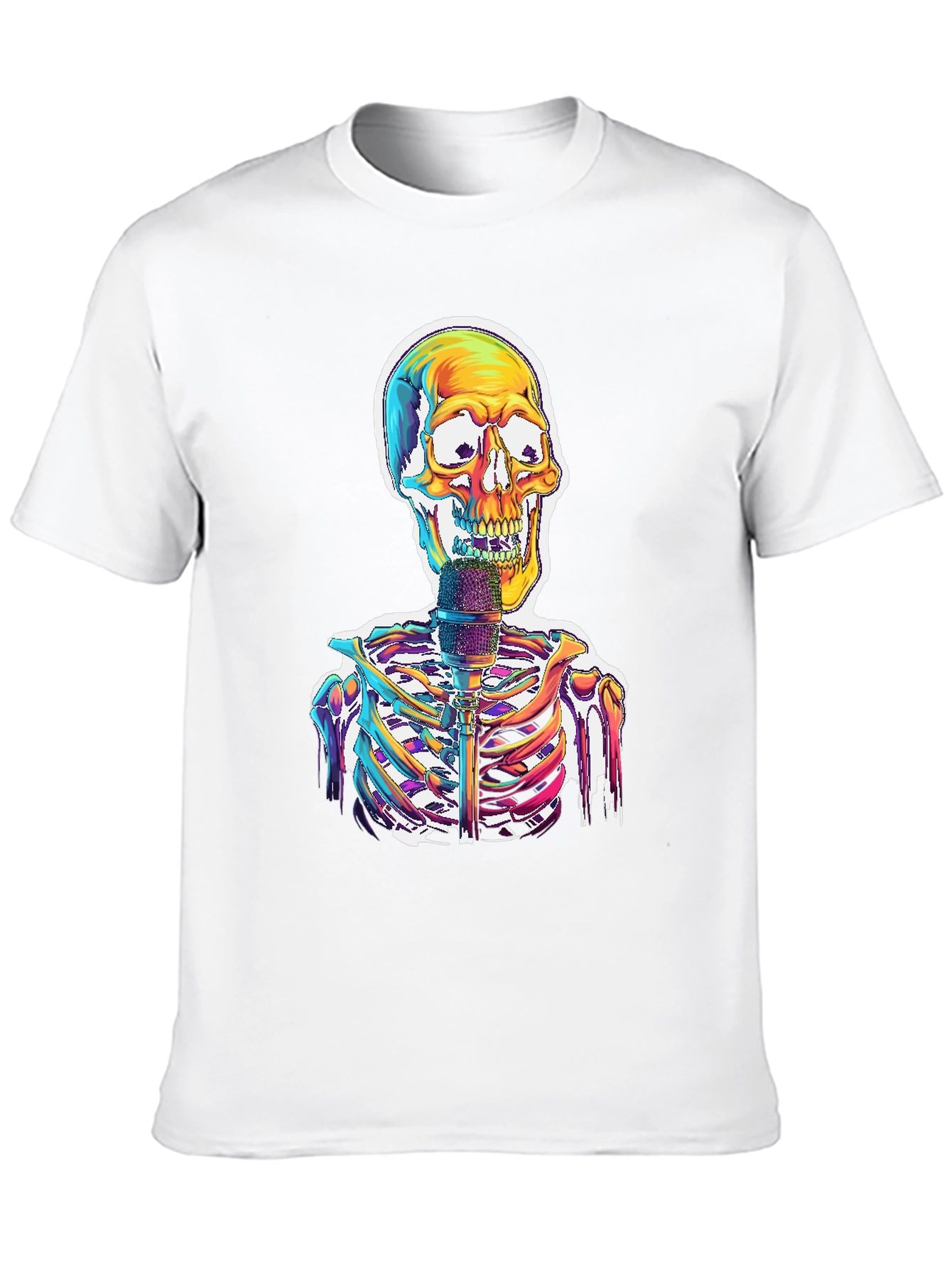 Black Skeleton Singer Graphic Tee - Cool Skull Design view 10