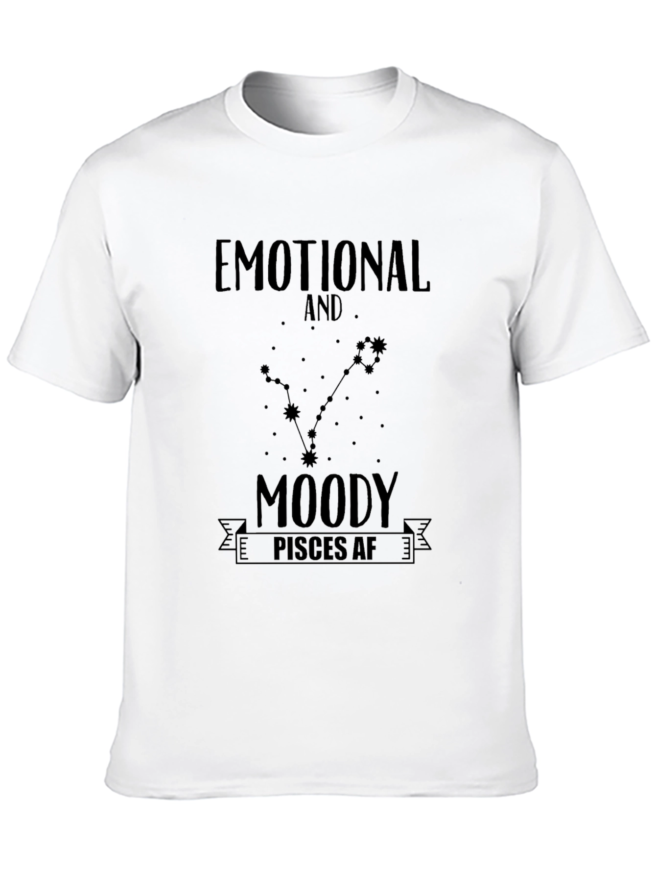 Black Emotional Moody Pisces Zodiac Sign T-Shirt view 10