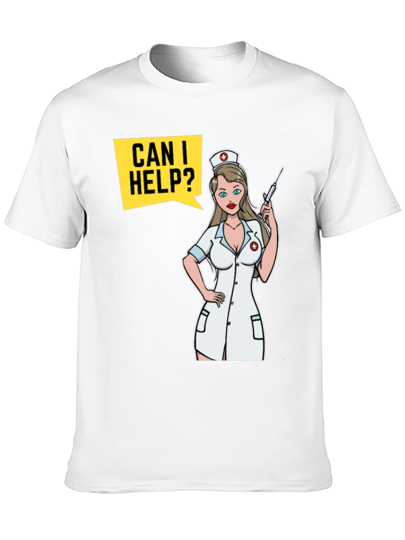 Black Humorous Nurse Cartoon T-Shirt view 10