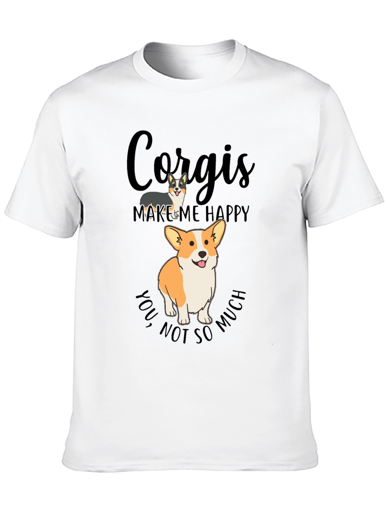 Black Corgi Lover T-Shirt - Makes Me Happy Tee view 10