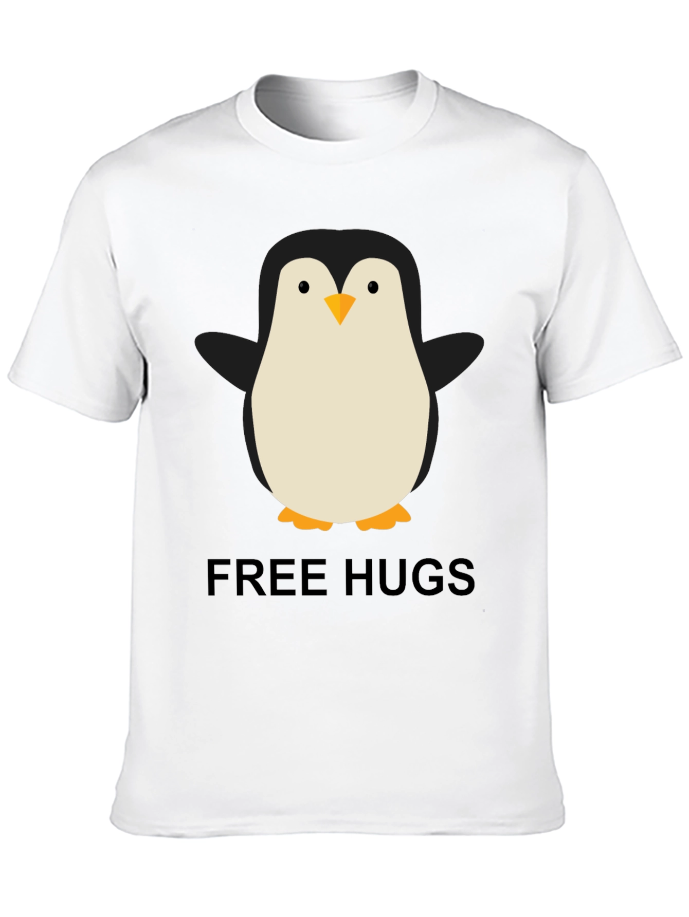 Black Penguin Free Hugs Graphic Tee - Unisex Black T-Shirt view 10