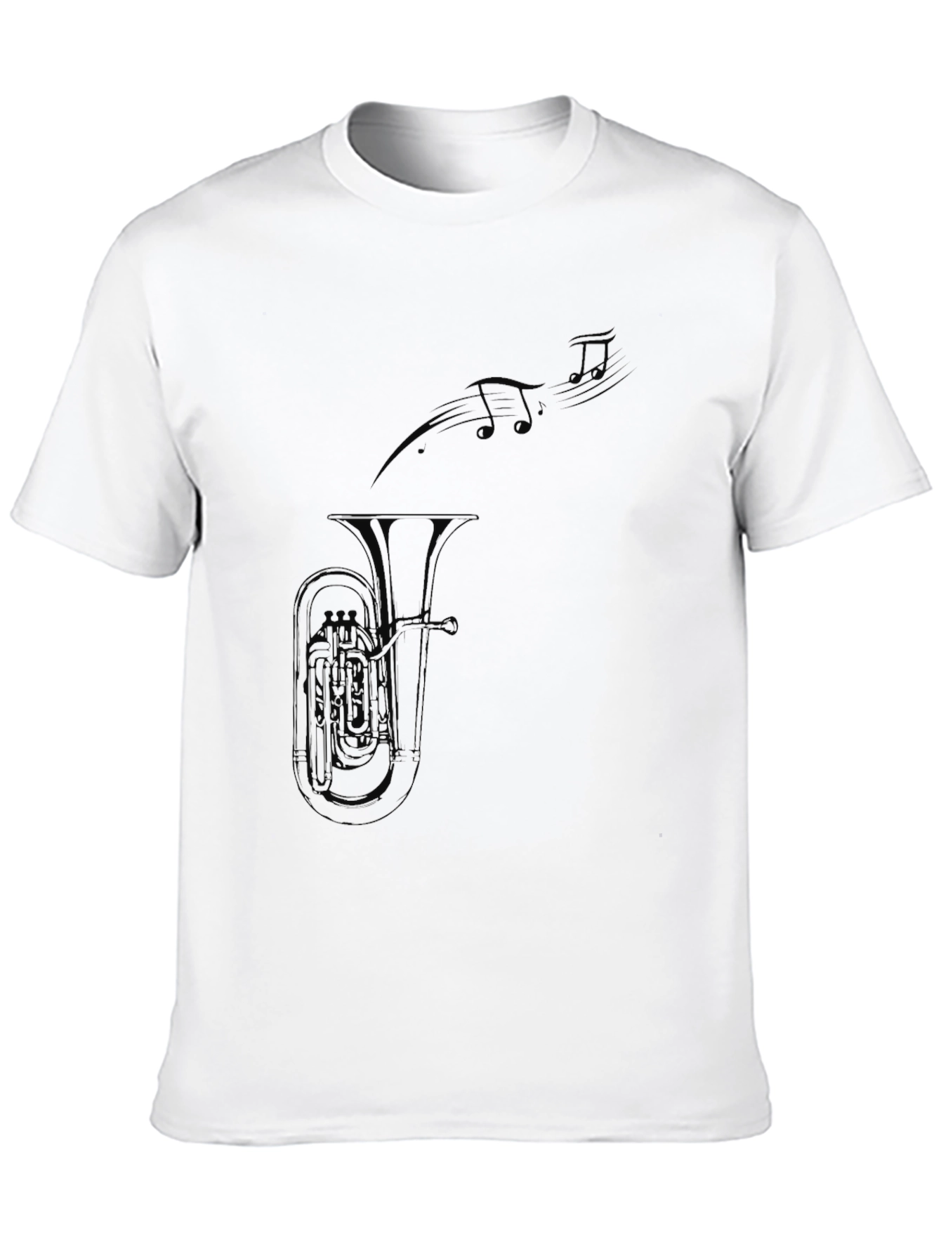 Black Tuba and Music Notes Black T-Shirt view 10