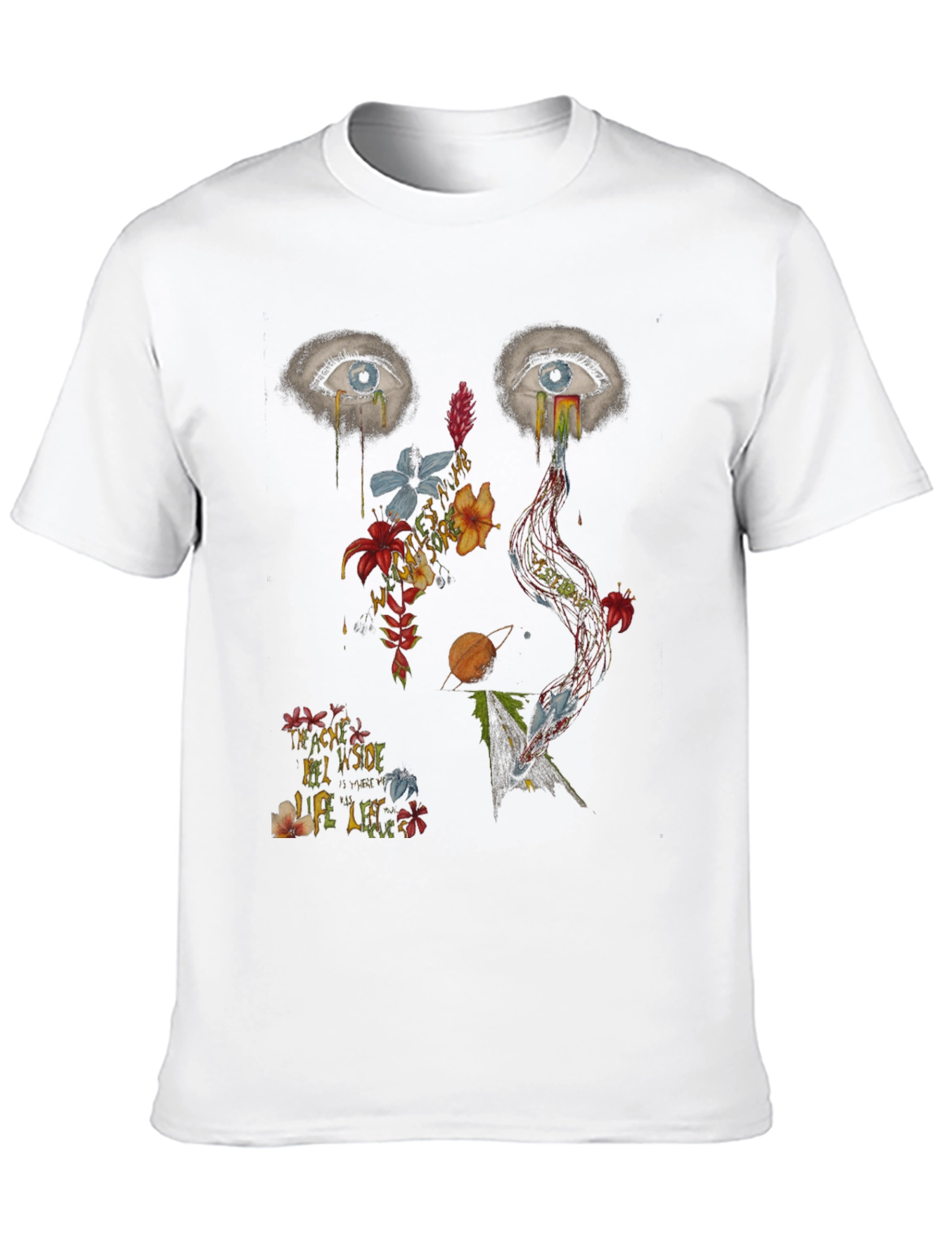 Black Artistic Graphic Print Men's T-Shirt view 10