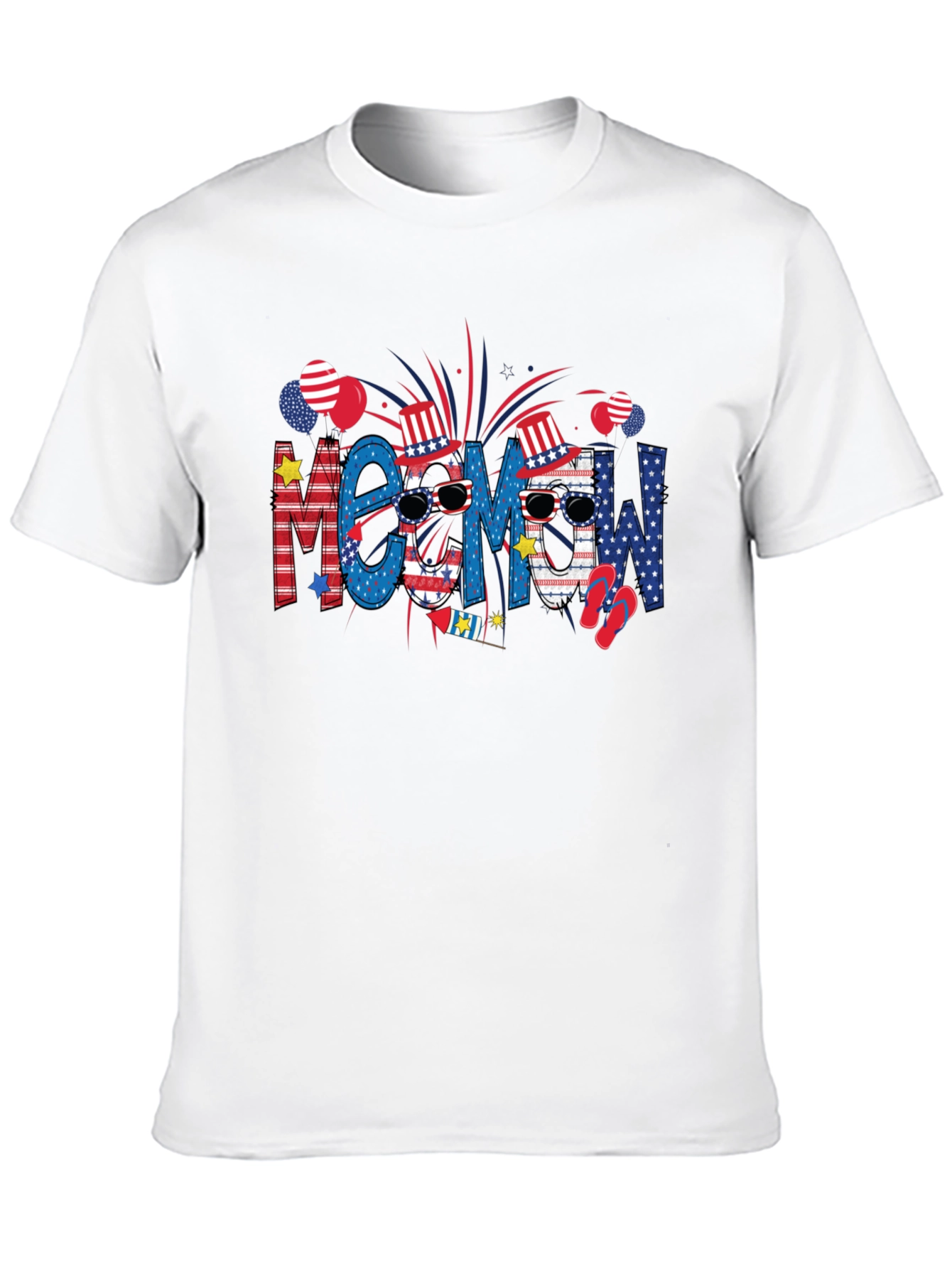 Meow! USA Patriotic T-Shirt - Summer Fourth of July Tee - 10