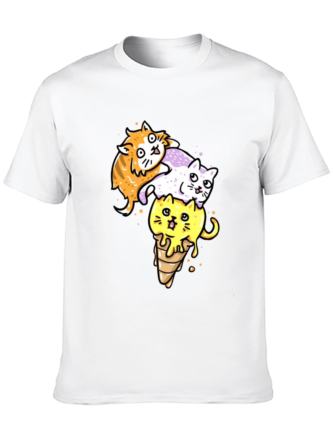 Black Cats Ice Cream T-Shirt, Fun Graphic Tee view 10