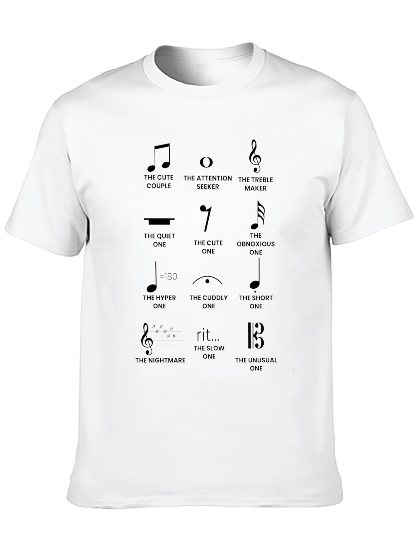 Black Music Note Personality Black T-Shirt view 10