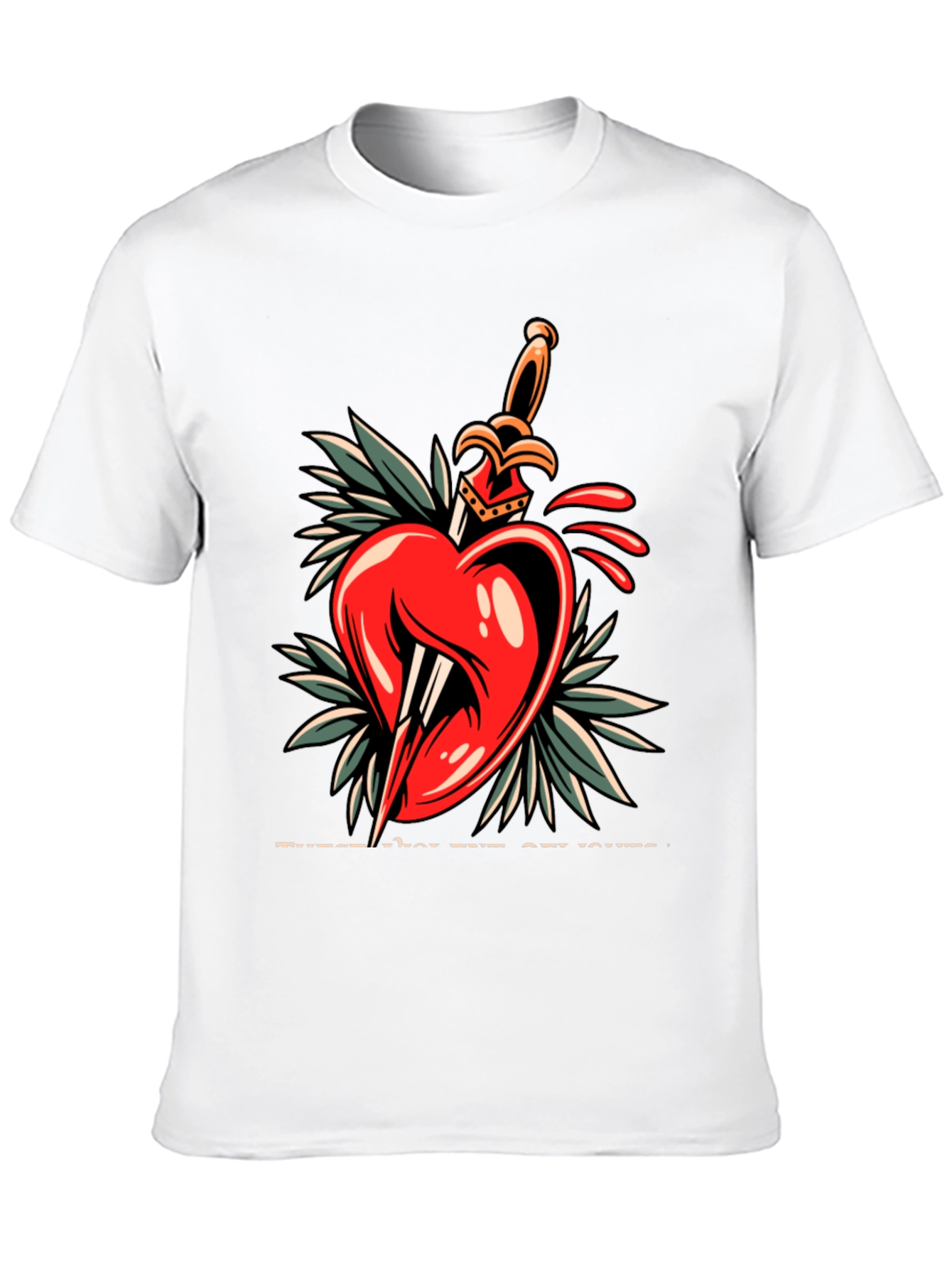 Black Heart & Dagger Graphic Tee - Edgy Streetwear Style view 10