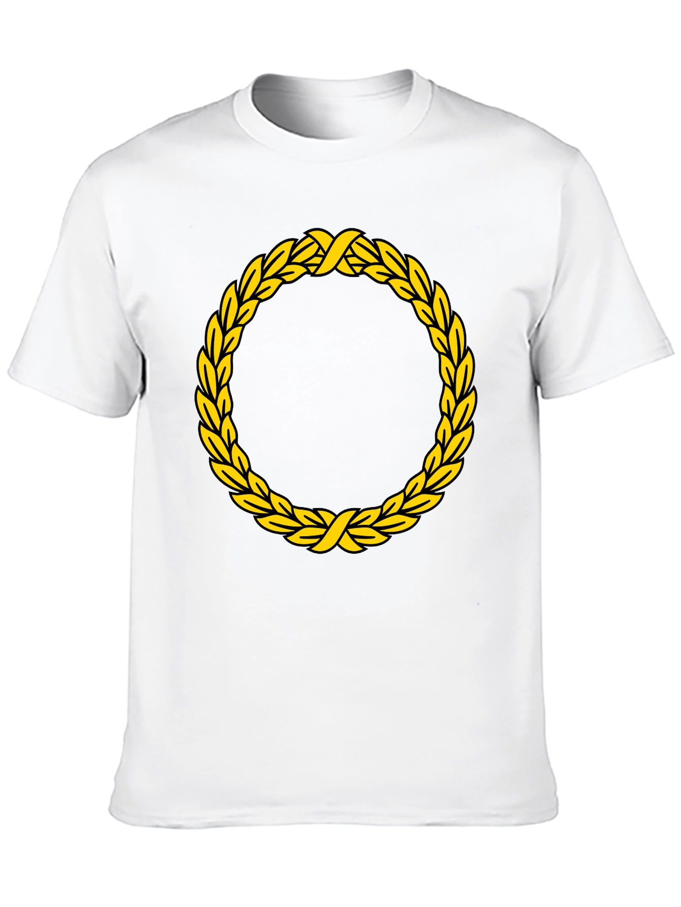 Black Black T-Shirt with Golden Wreath Design view 10