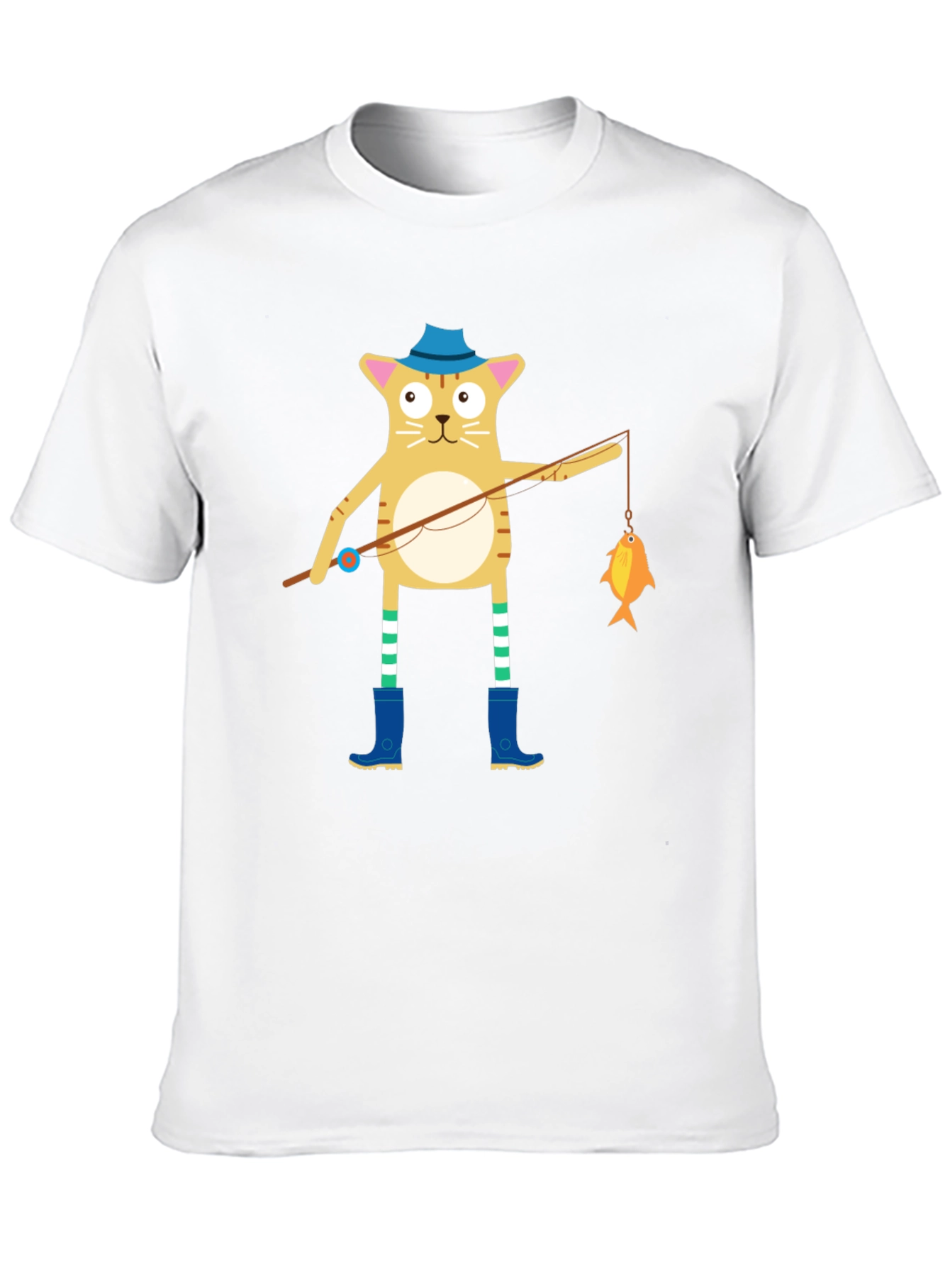 Black Cat Fisherman T-Shirt - Cute Cartoon Design view 10