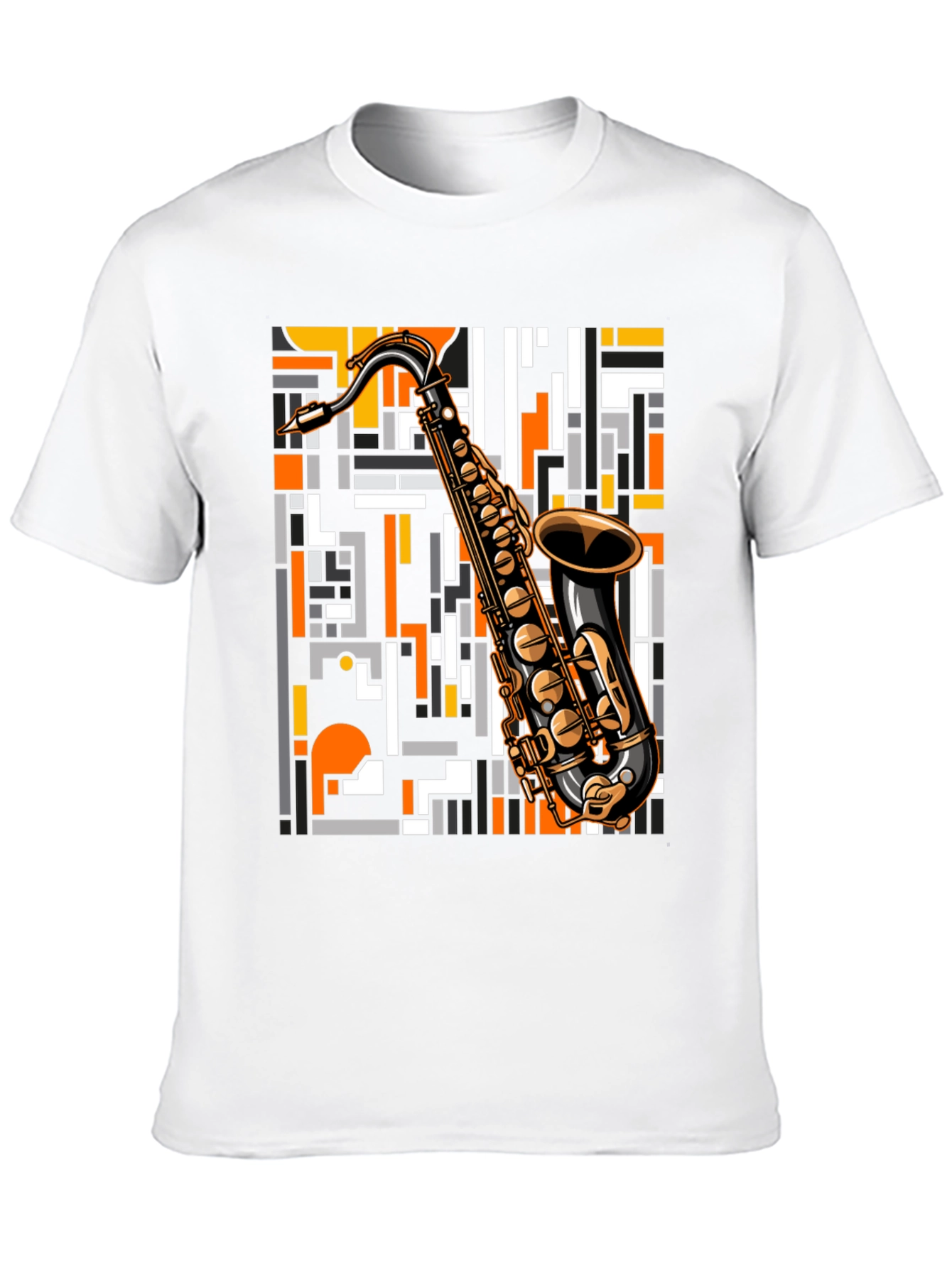 Black Saxophone Graphic Print T-Shirt - Black view 10