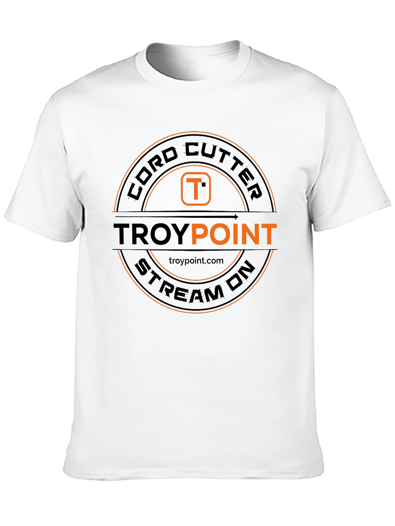 Black Cord Cutter TROYPOINT Stream On Black T-Shirt view 10