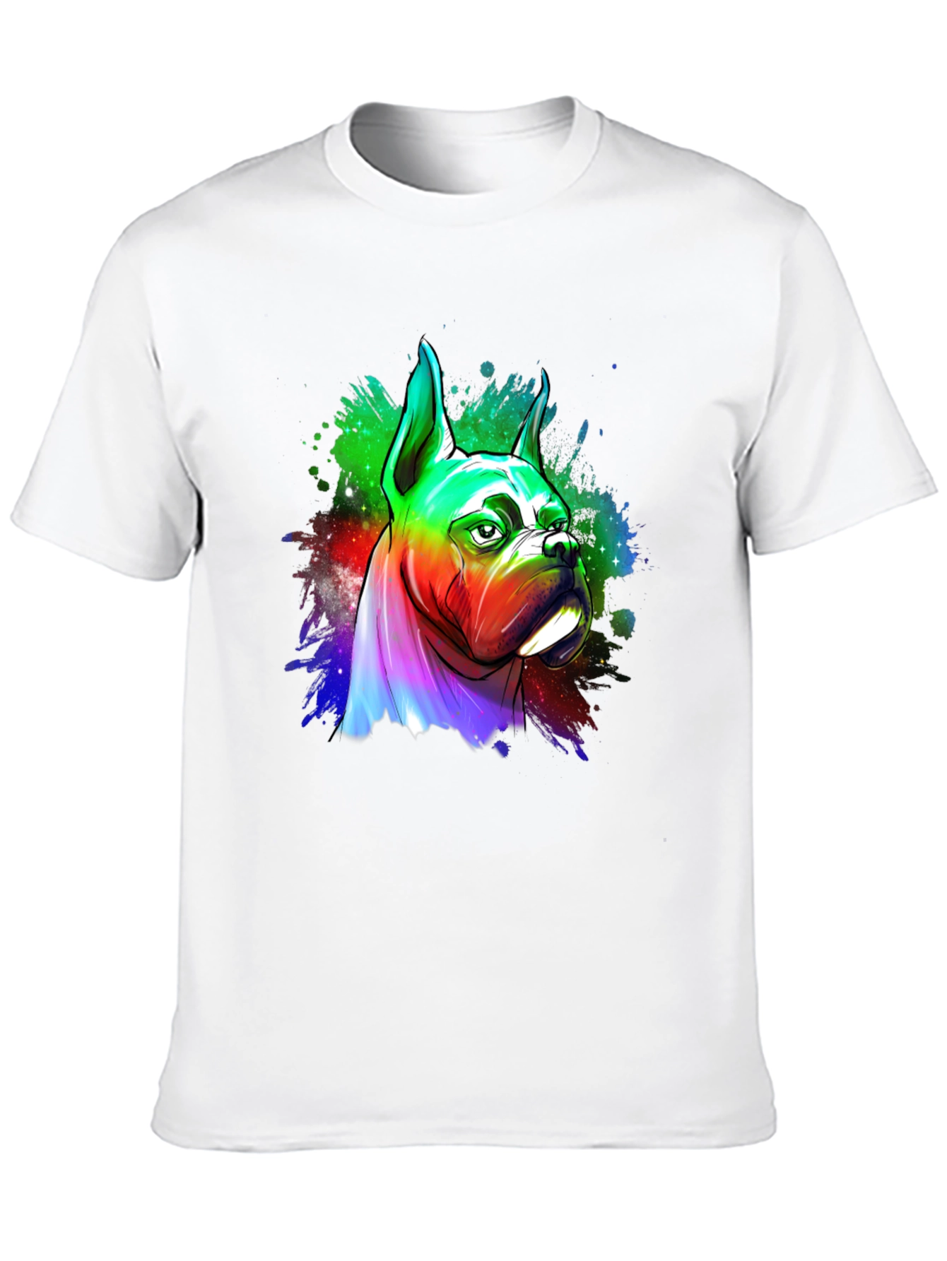 Black Rainbow Boxer Dog Graphic Tee - Unique Art T-Shirt view 10