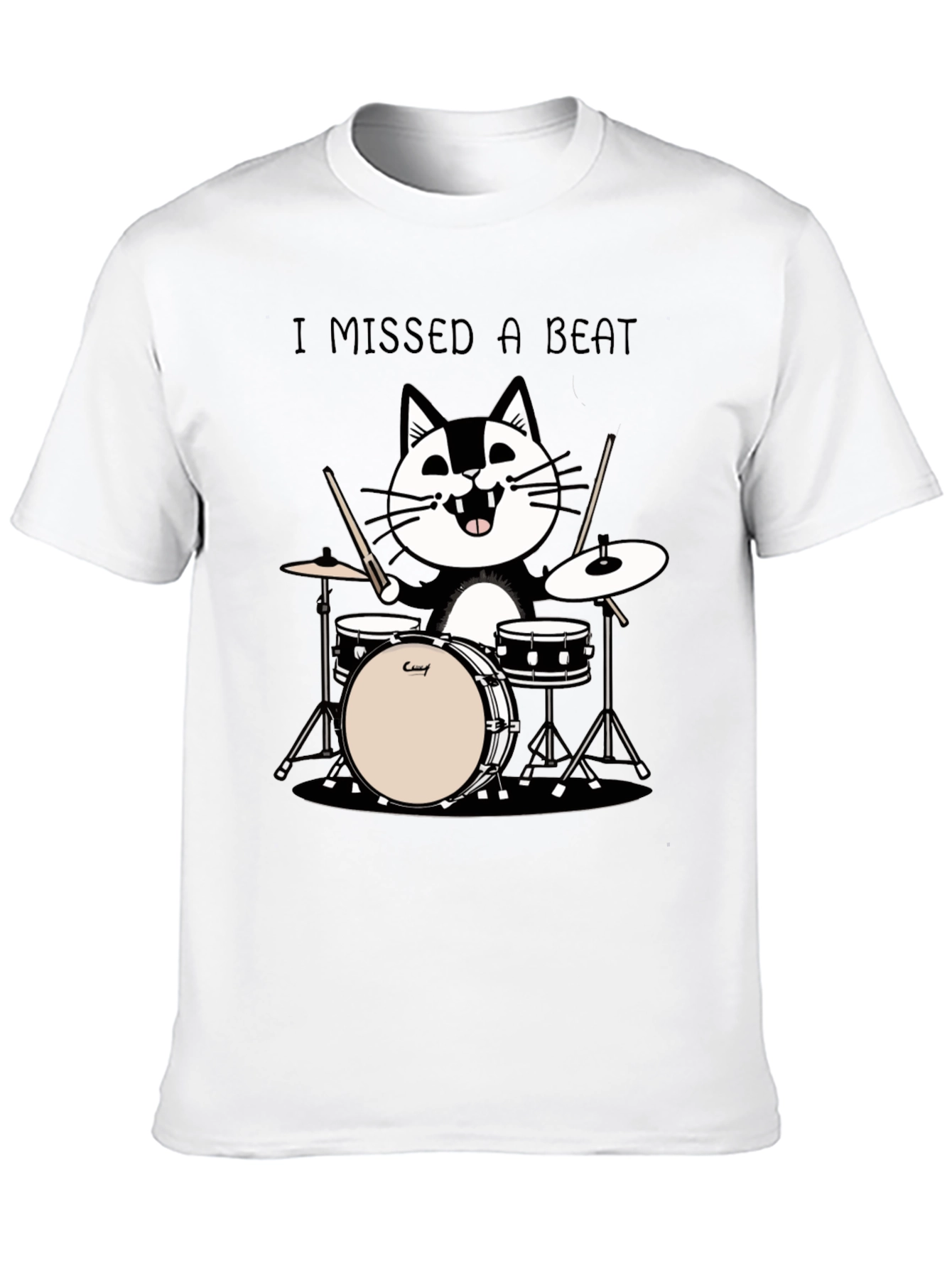 Black I Missed a Beat Cat Drummer T-Shirt view 10