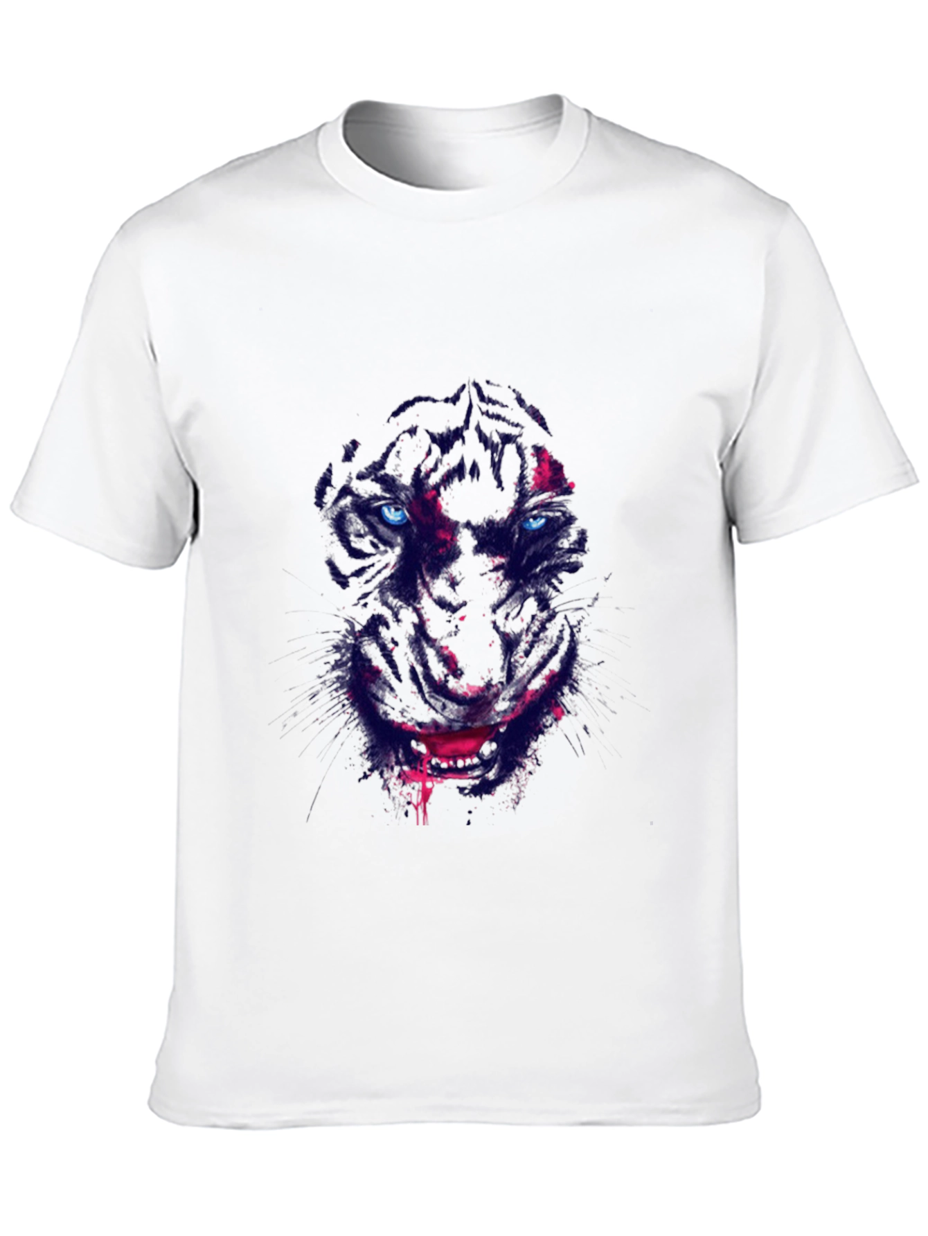 Black Men's Black T-Shirt with Wolf Graphic view 10