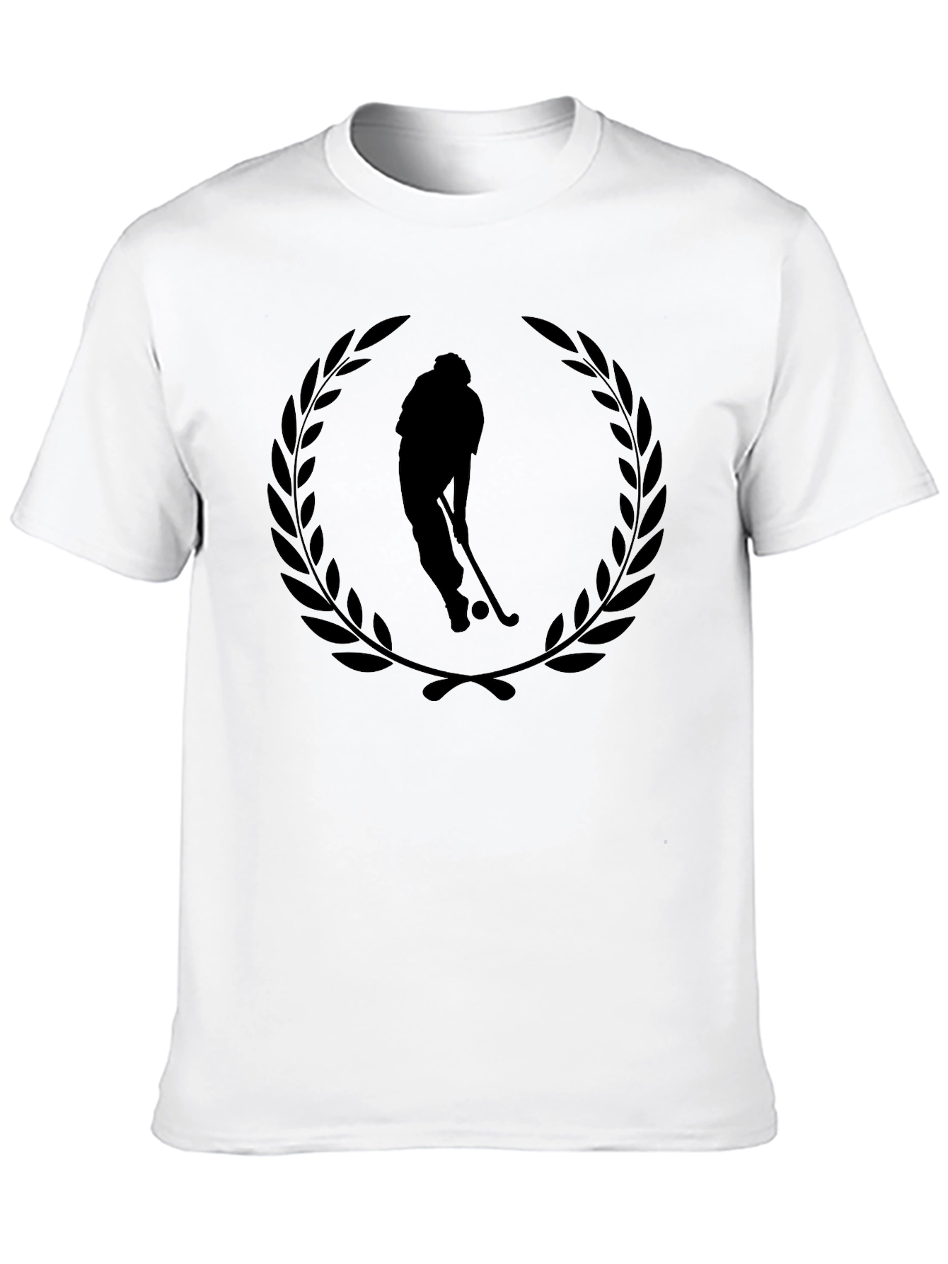 Black Hockey Player Laurel Wreath Graphic Tee view 10