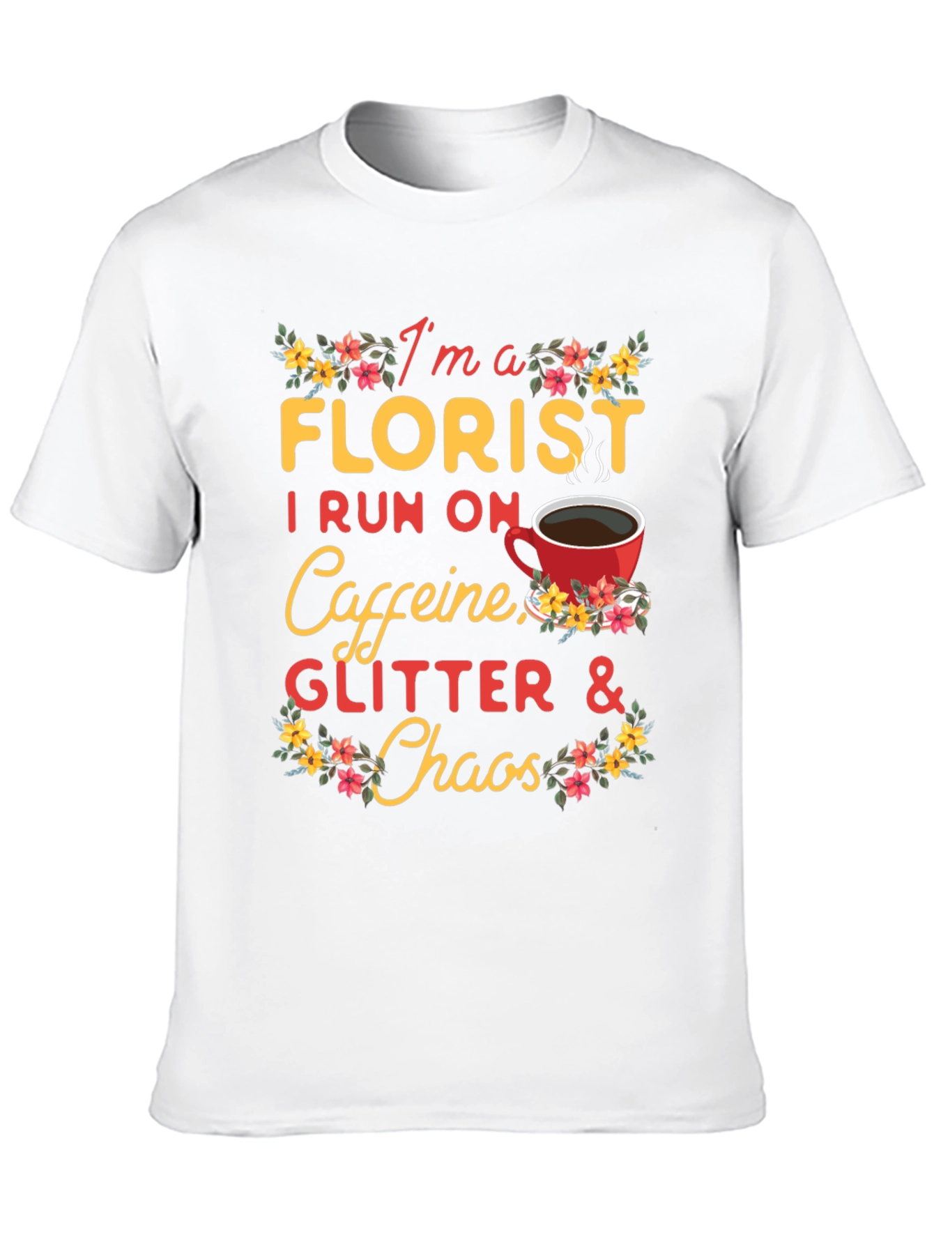 Black Florist Caffeine Glitter Chaos T-Shirt view 10