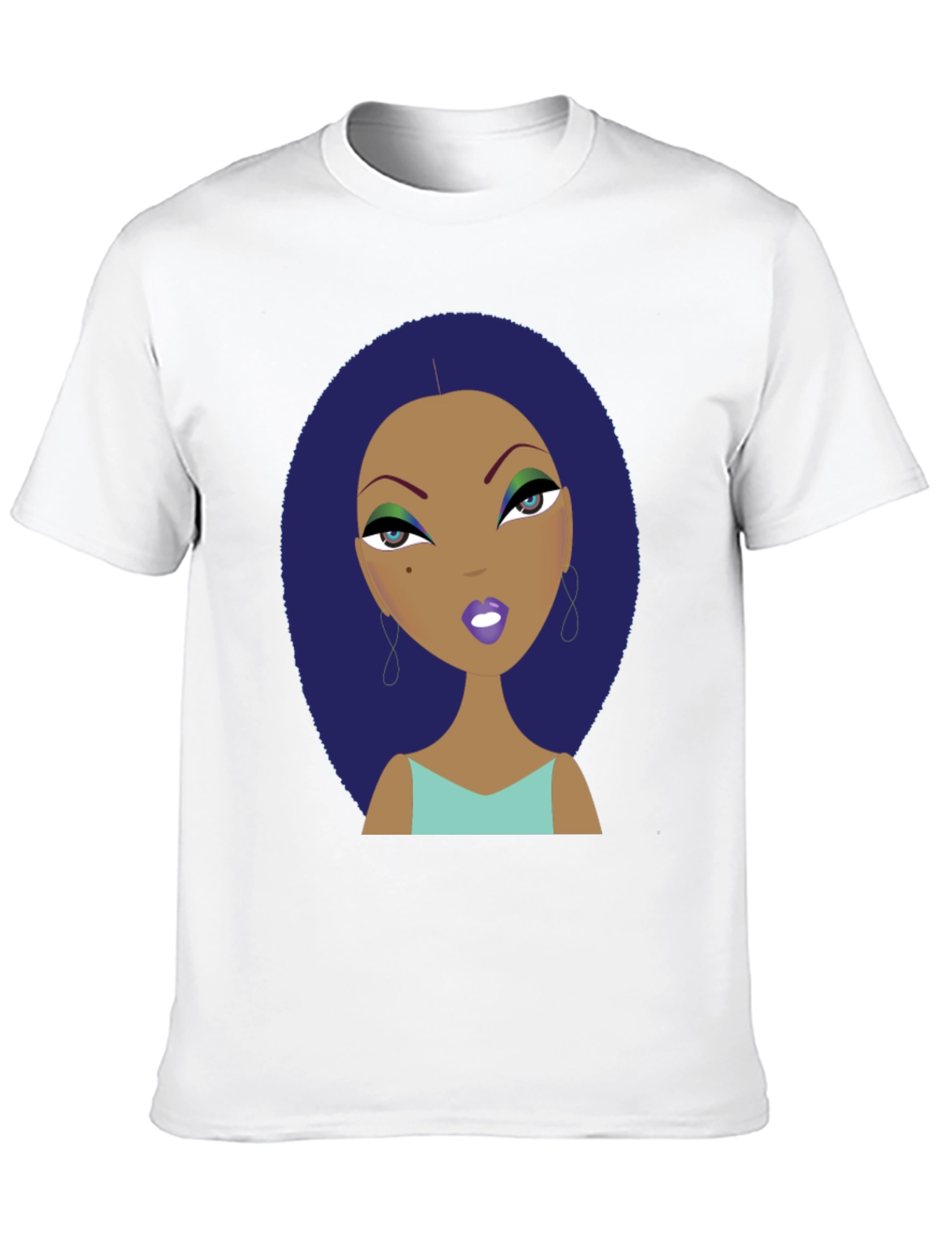 Black Funky Cartoon Lady Graphic Print Tee view 10