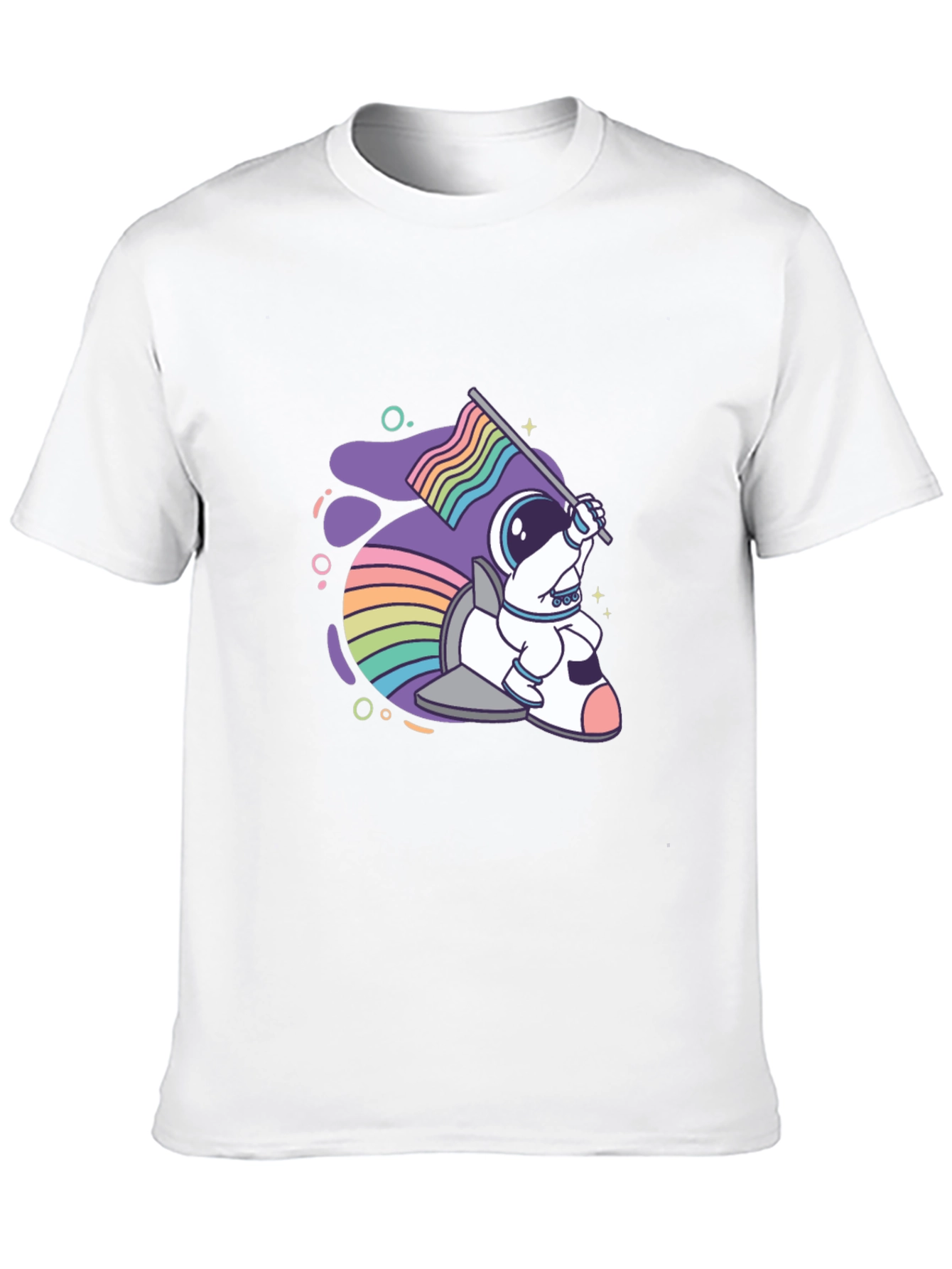 Black Astronaut Rabbit Rainbow Flag Graphic Tee view 10
