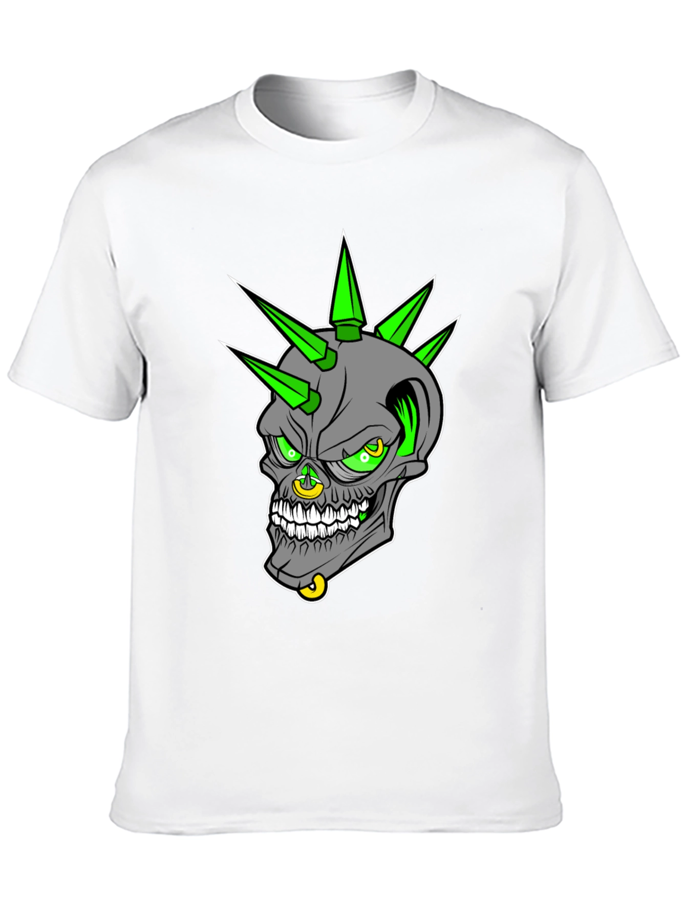 Black Edgy Skull Graphic T-Shirt - Punk Rock Style view 10