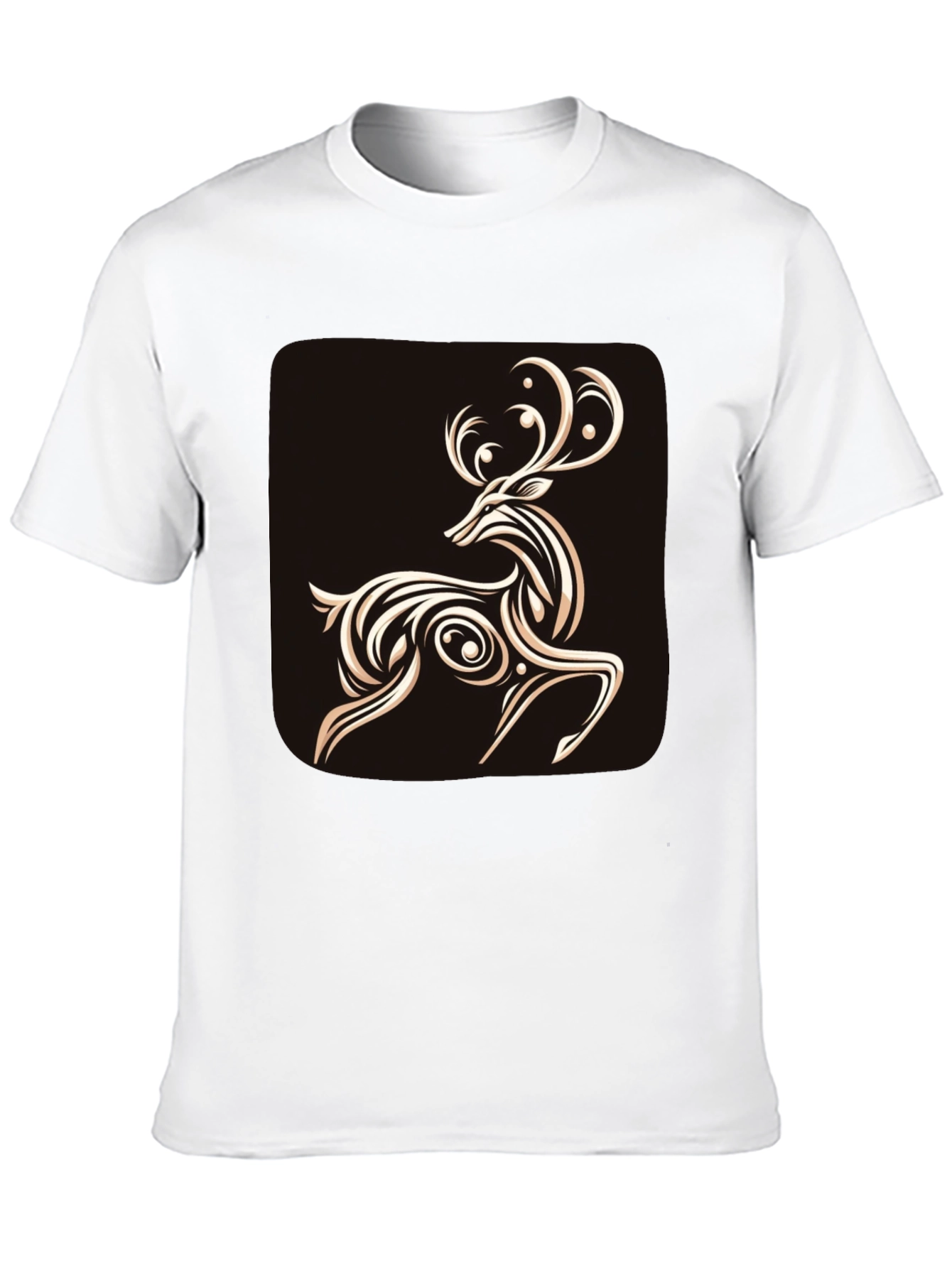 Black Elegant Deer Graphic Tee - Stylish Men's Black T-Shirt view 10