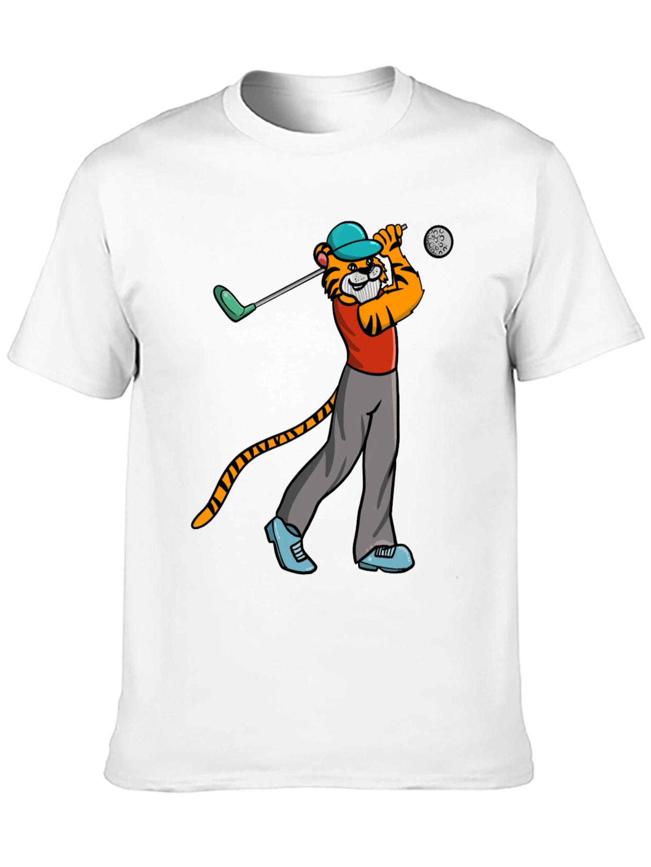 Black Tiger Golfer T-Shirt - Cool Cartoon Tee view 10