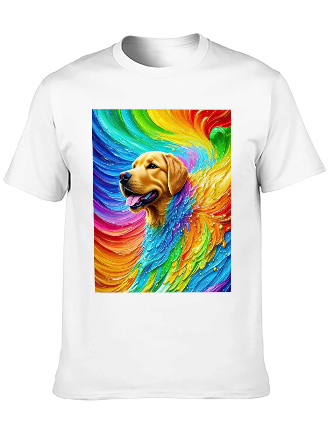 Black Rainbow Dog Graphic Tee - Soft Cotton Blend T-Shirt view 10