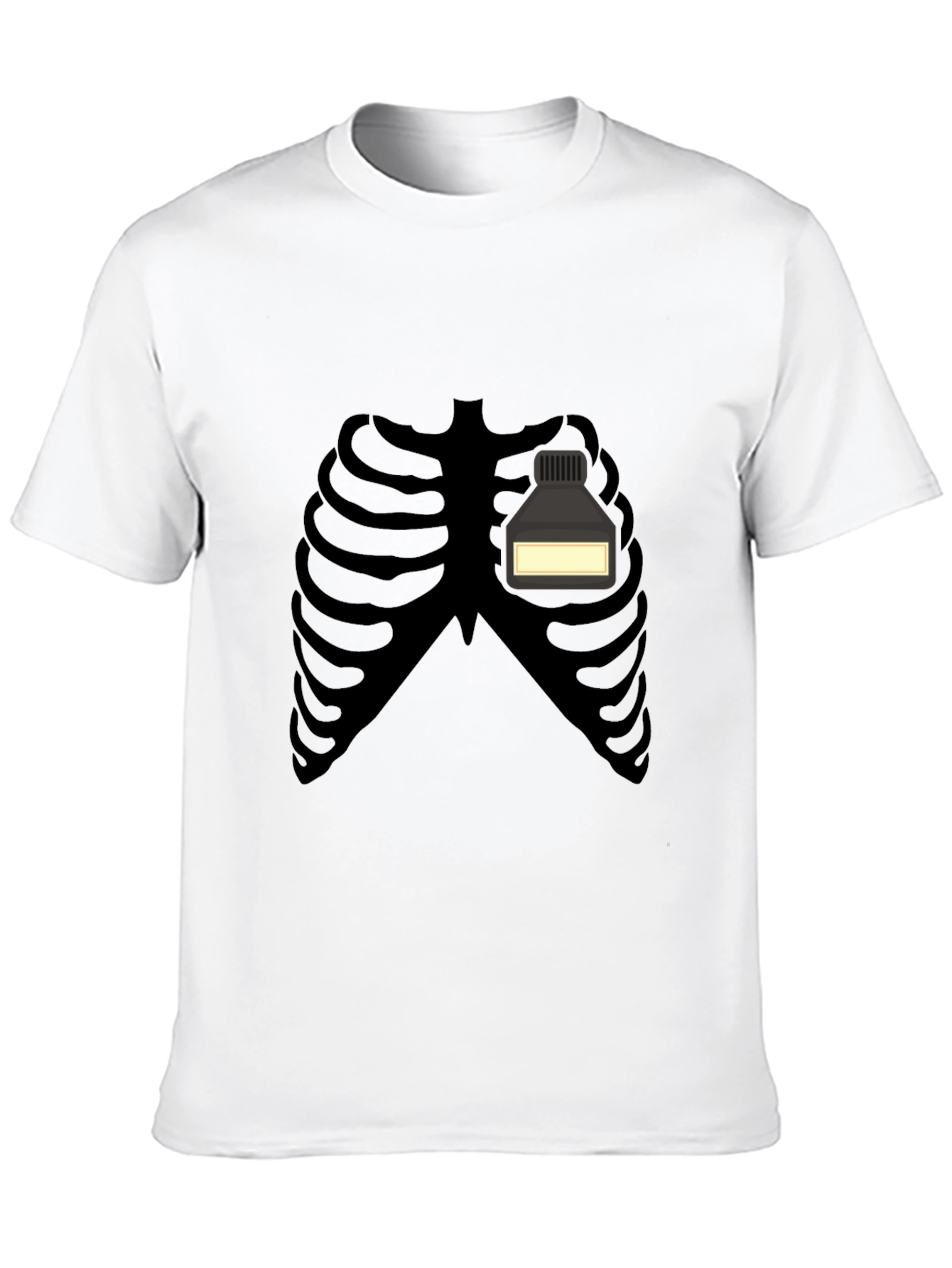 Black Skeleton Rib Cage Ink Bottle Funny Graphic T-Shirt view 10