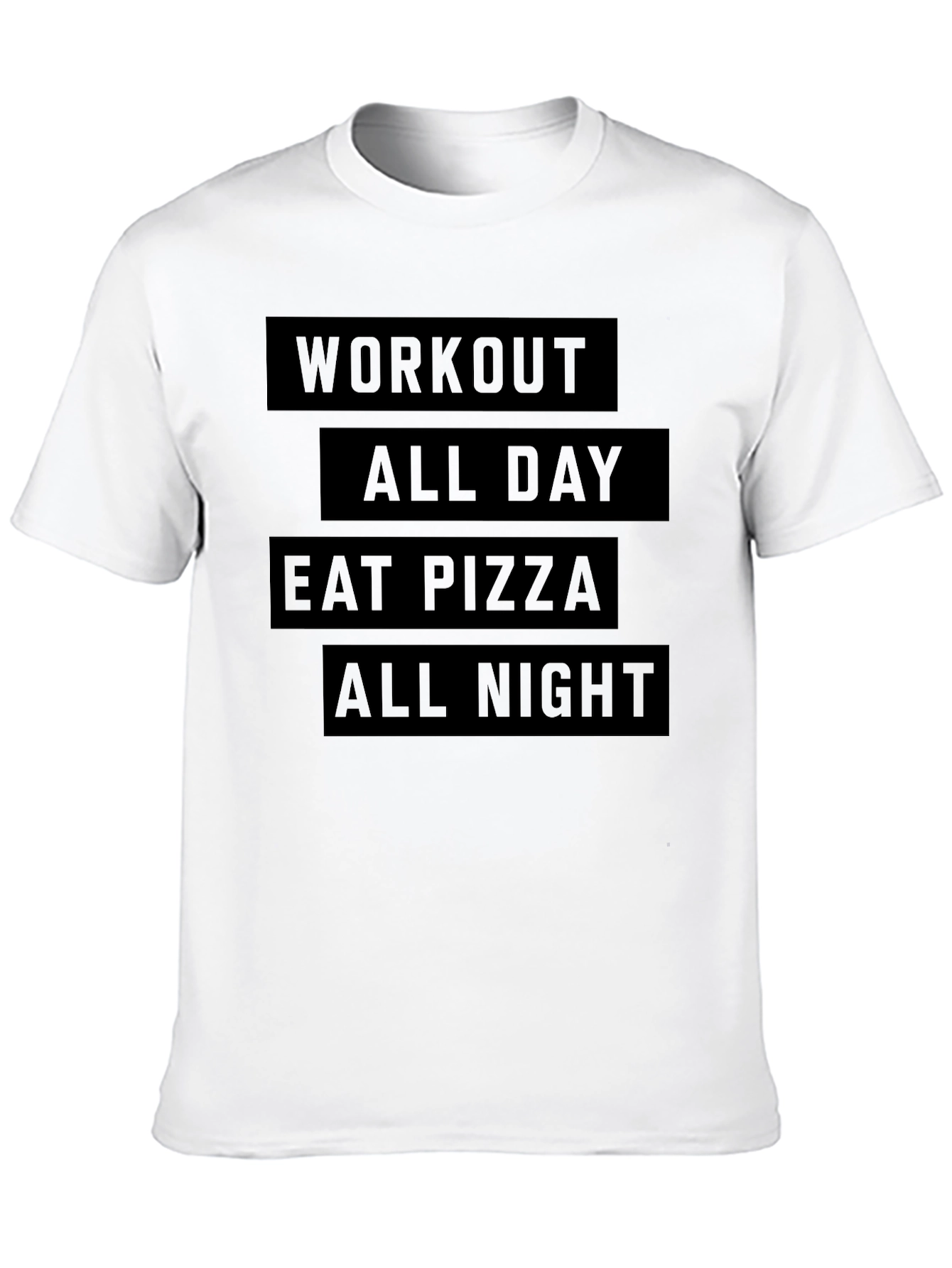 Black Workout, Pizza, All Night Black T-Shirt view 10
