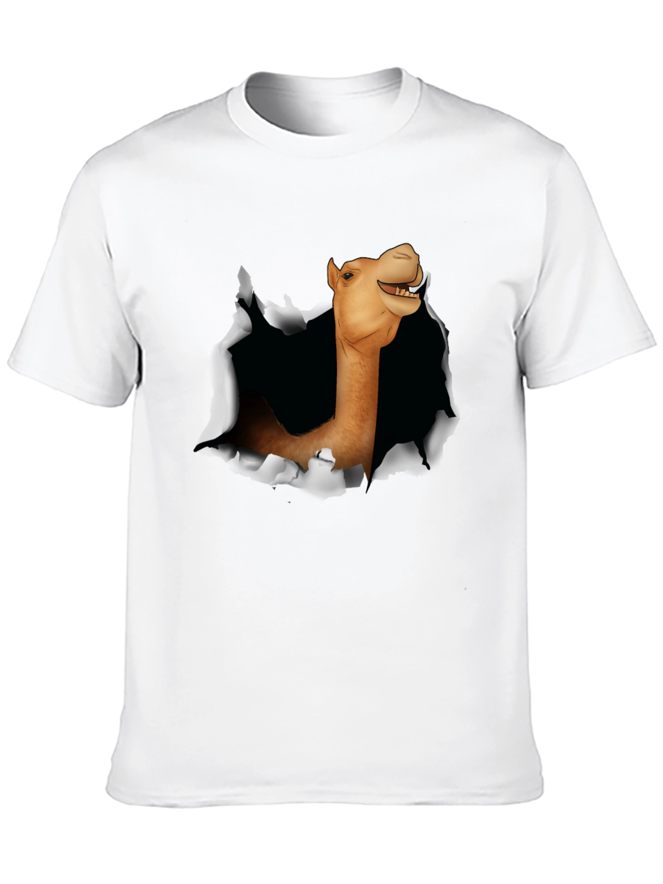 Black Camel Head Ripping Through Black T-Shirt view 10